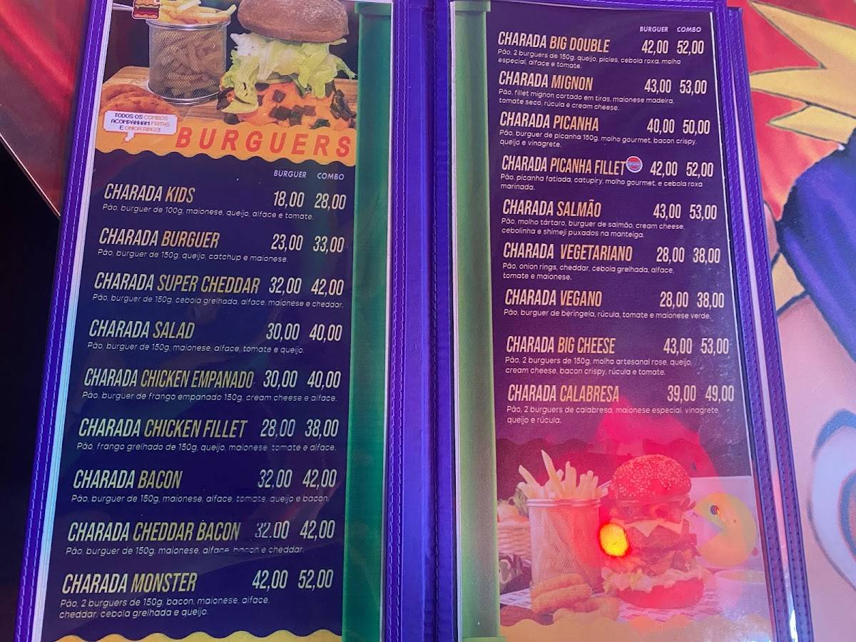 Charada burguer itapecerica cardápio