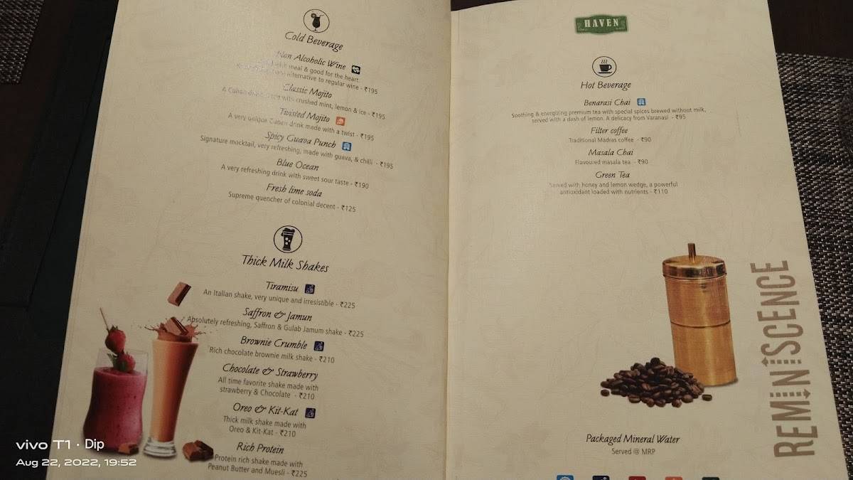 Haven Sampoorna - Vegetarian Restaurant menu