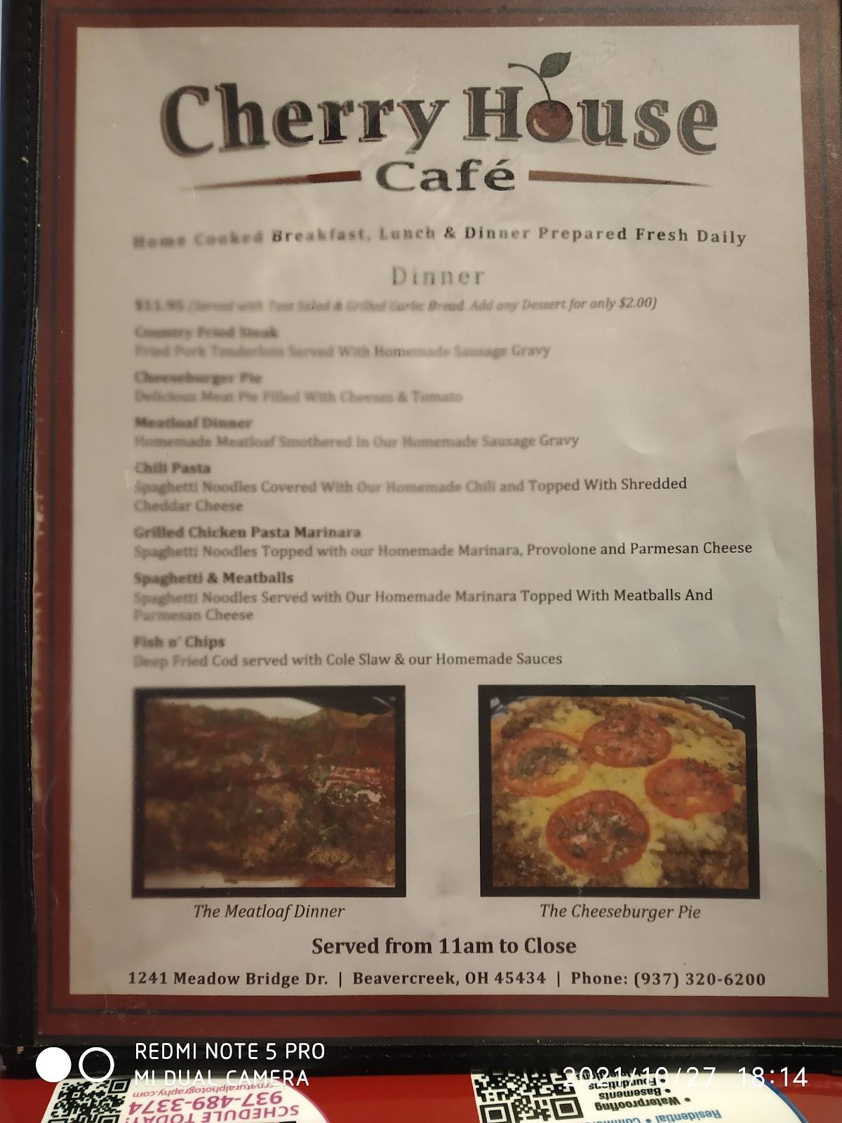 Menu at Cherry House Cafe, Beavercreek, Meadow Bridge Dr