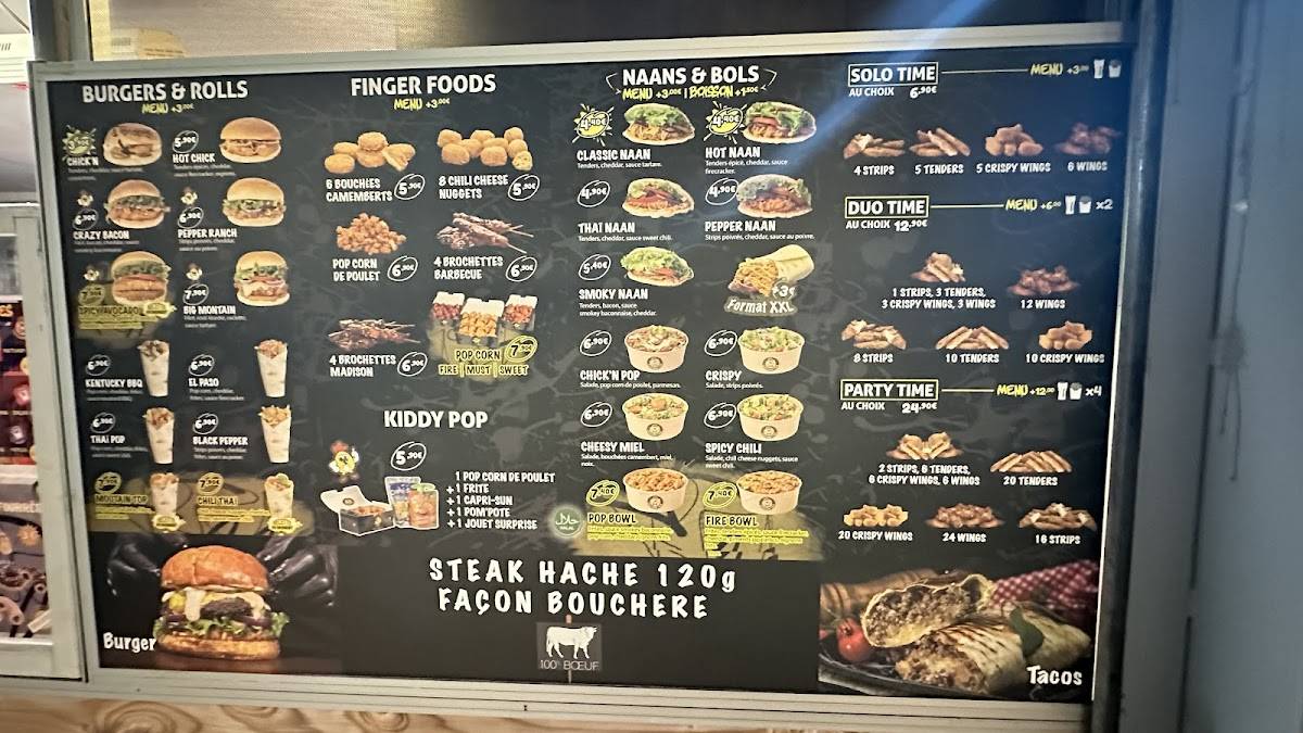 Menu de Chicken Time Part Dieu