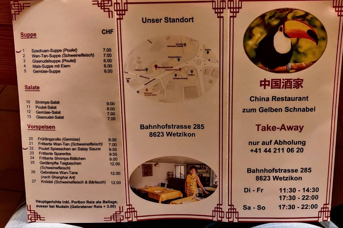 Menu di China Restaurant zum Gelben Schnabel 