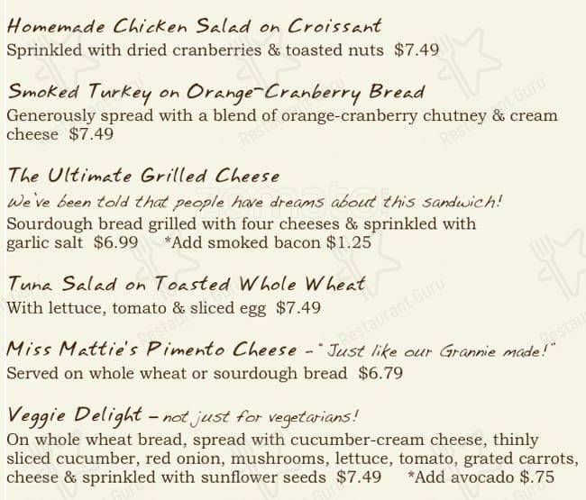 Menu at Chocolate Angel Cafe & Tea Room, Richardson