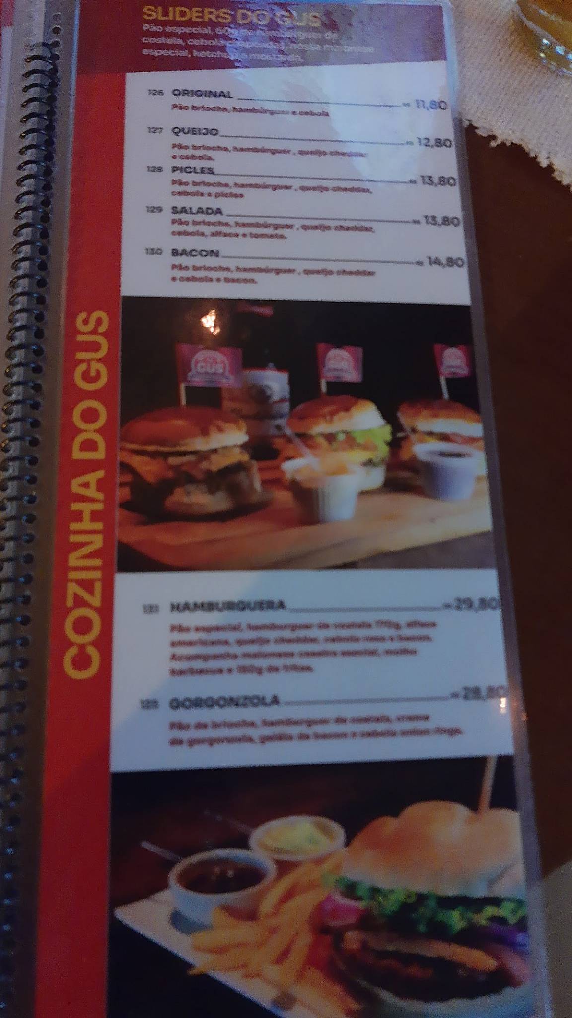 Chopp do Gus/ Córrego Grande. cardápio