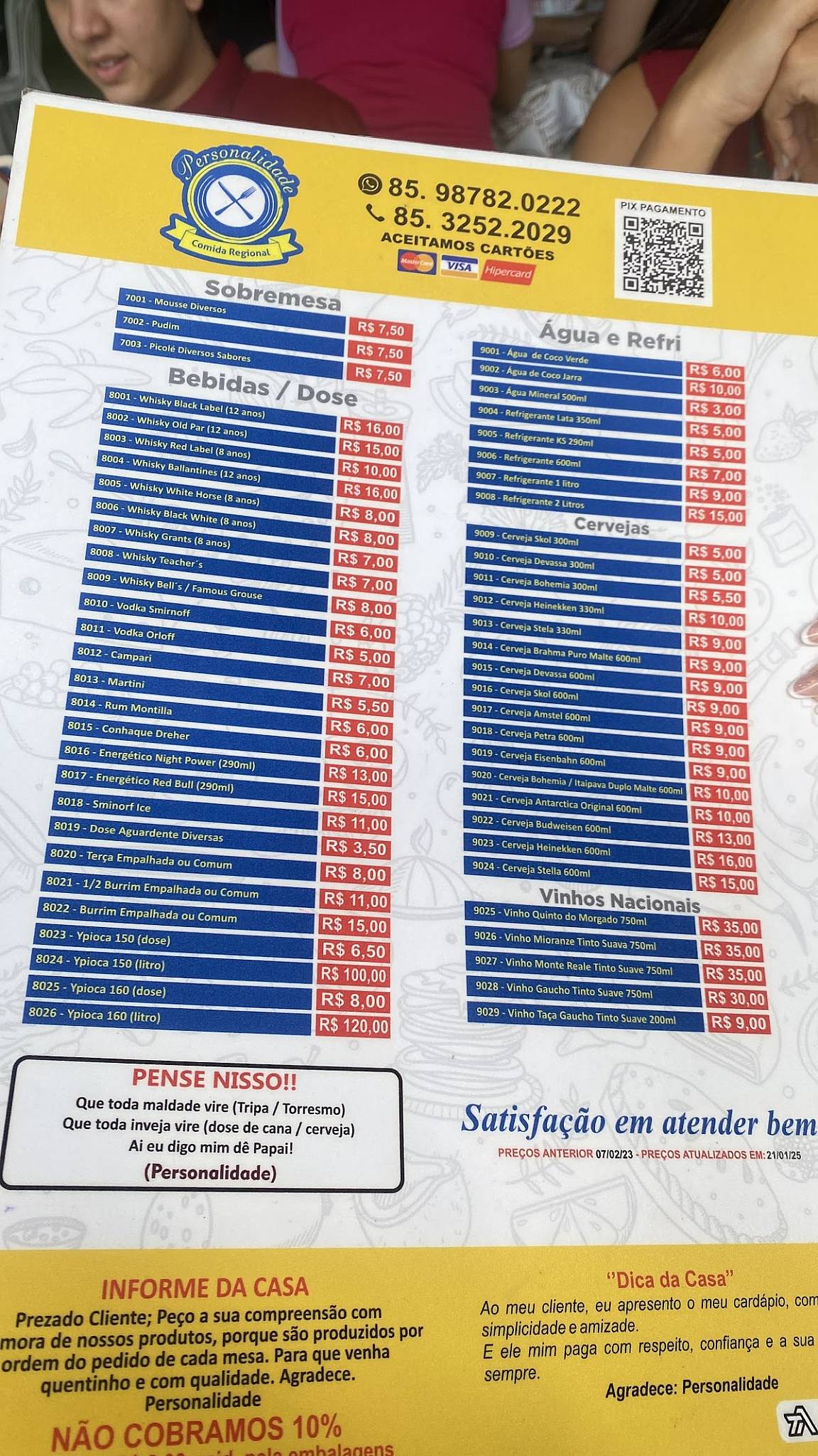 Churrascaria Personalidade cardápio
