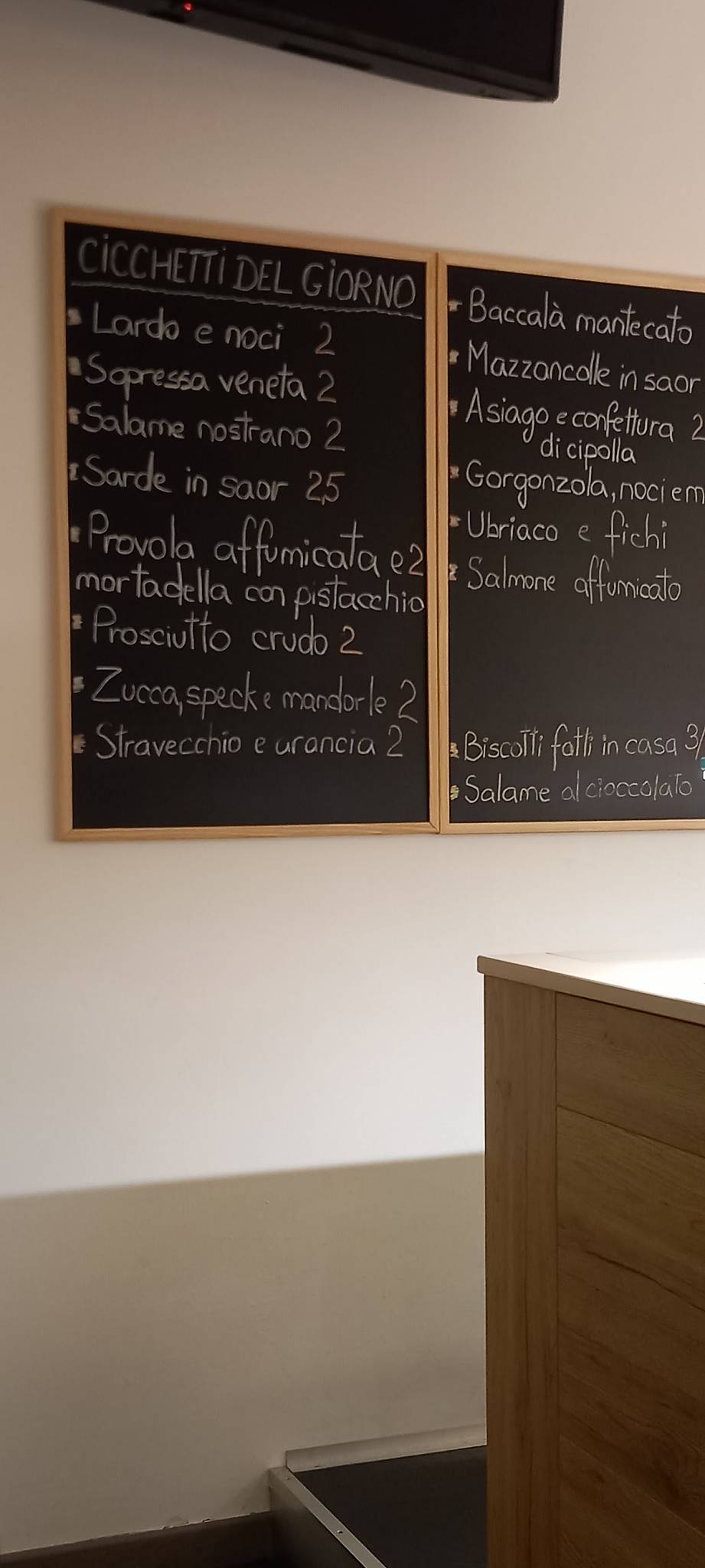 Menu di Cicchetteria da Roxy 