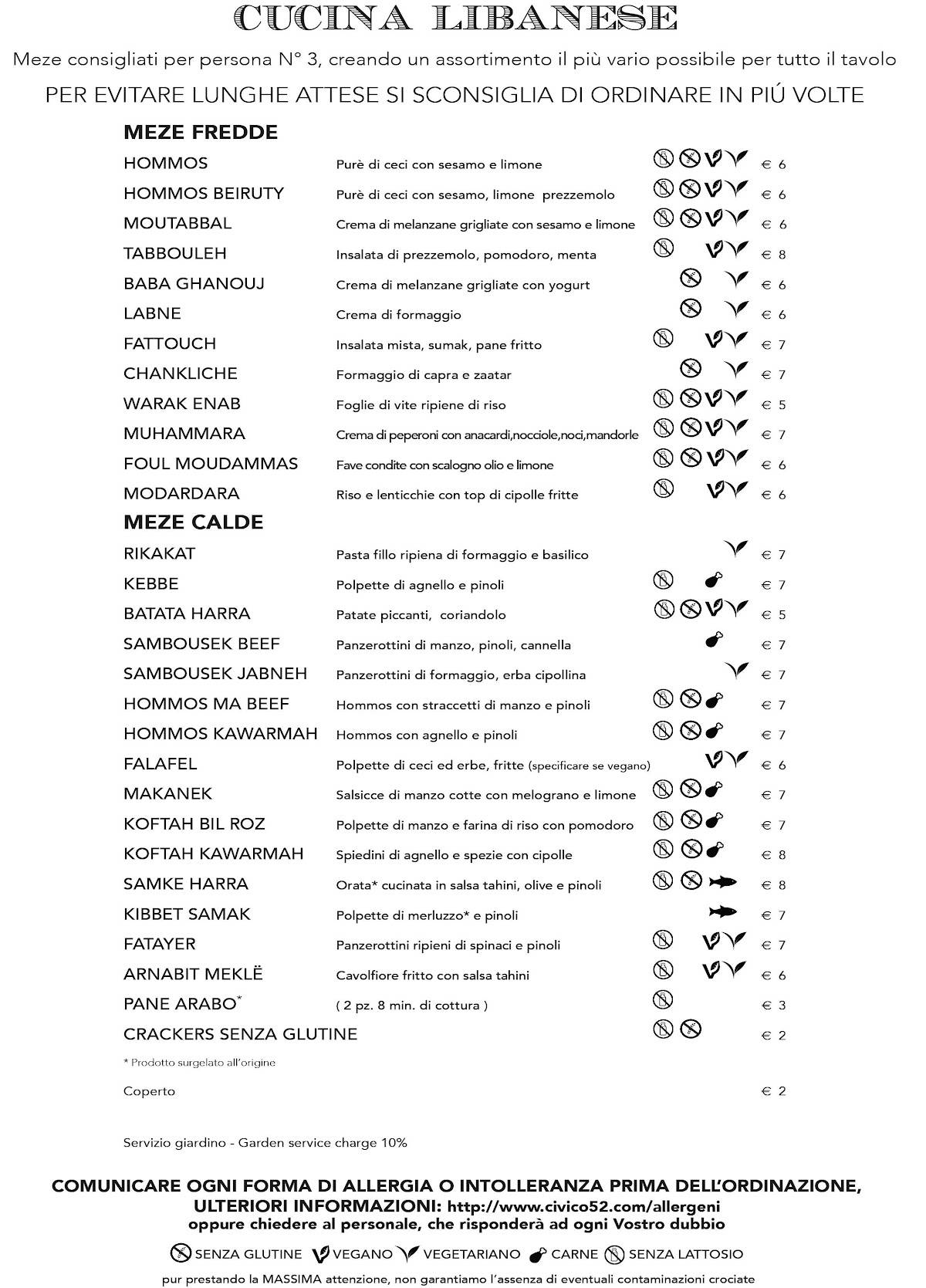 Menu di Civico52 