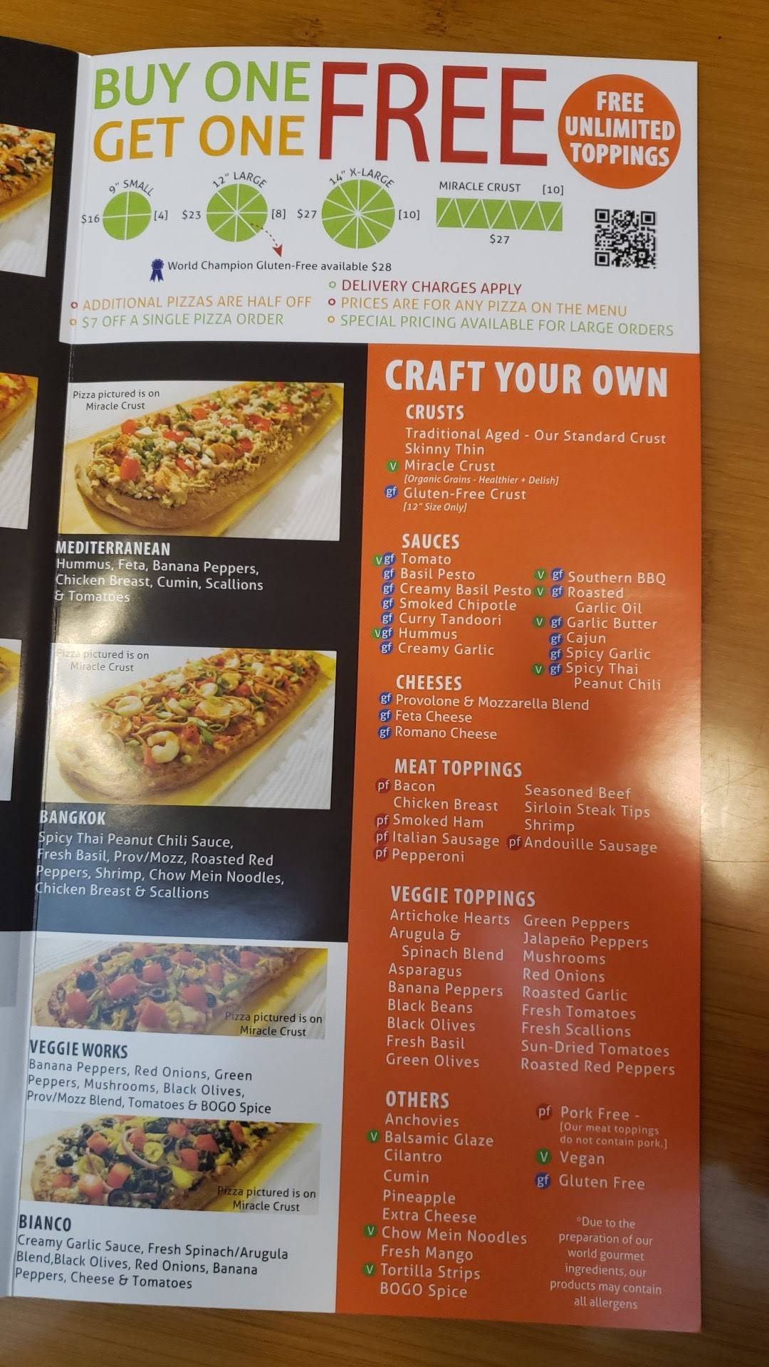 Menu at Pizzabogo pizzeria, Cleveland, Cedar Rd