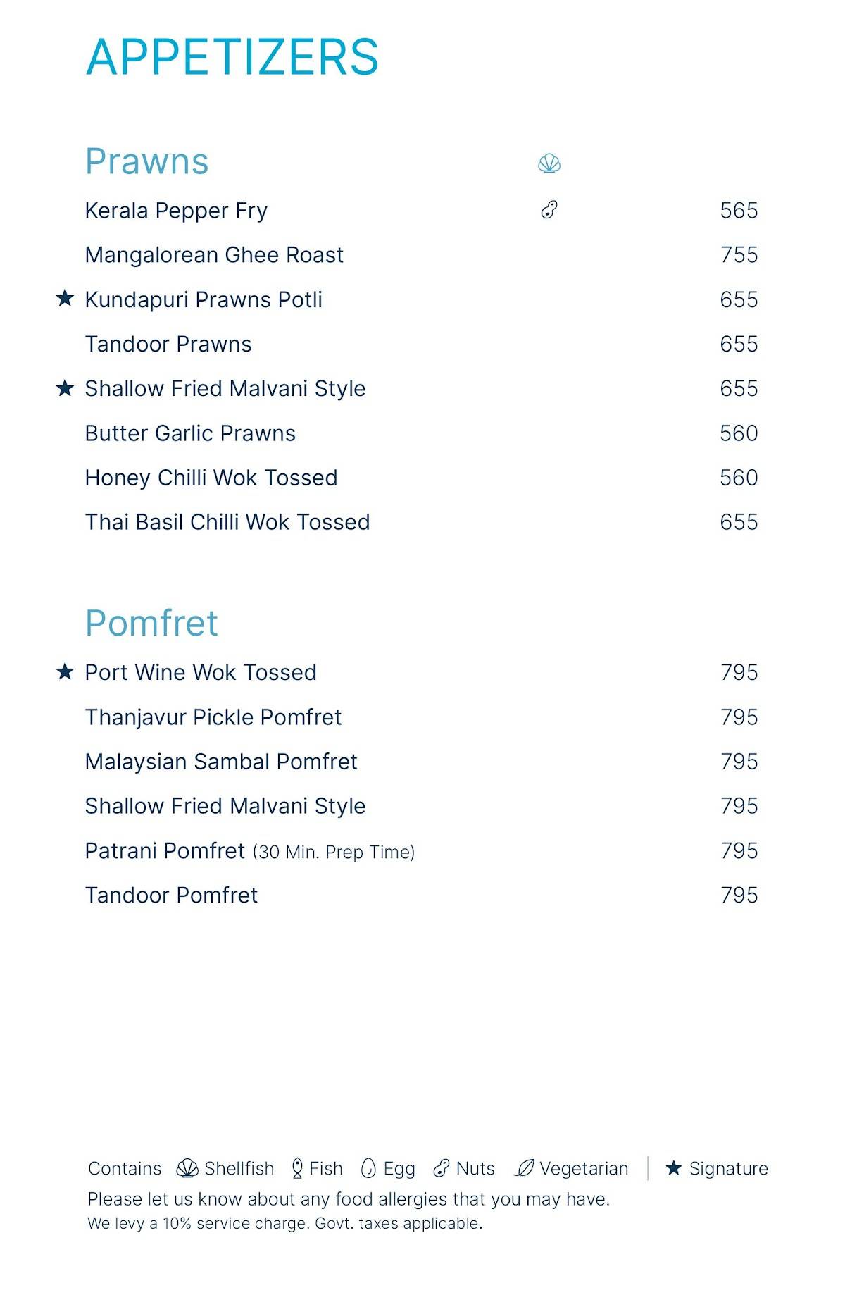 Coast & Bloom menu