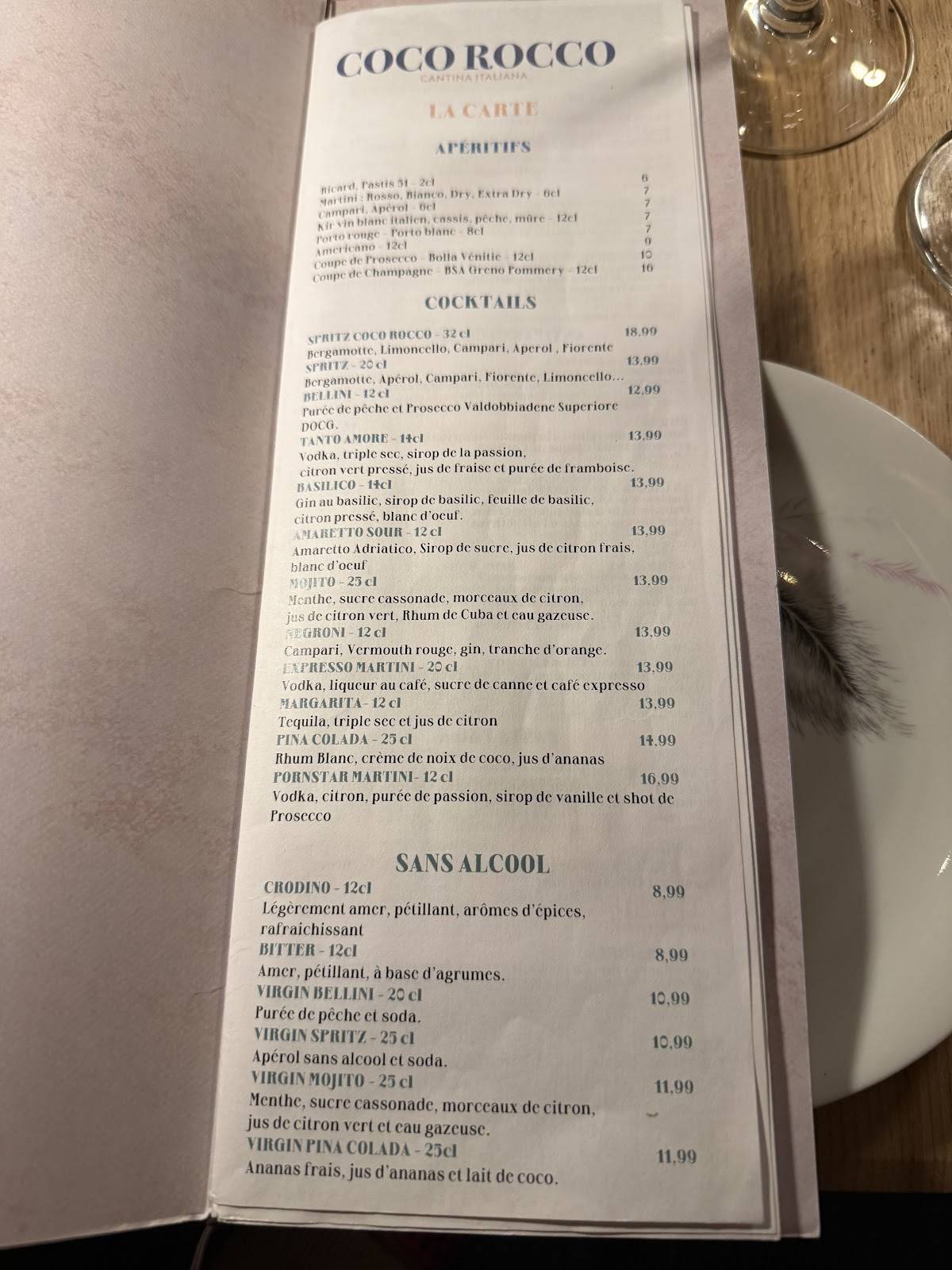 Menu de Coco Rocco