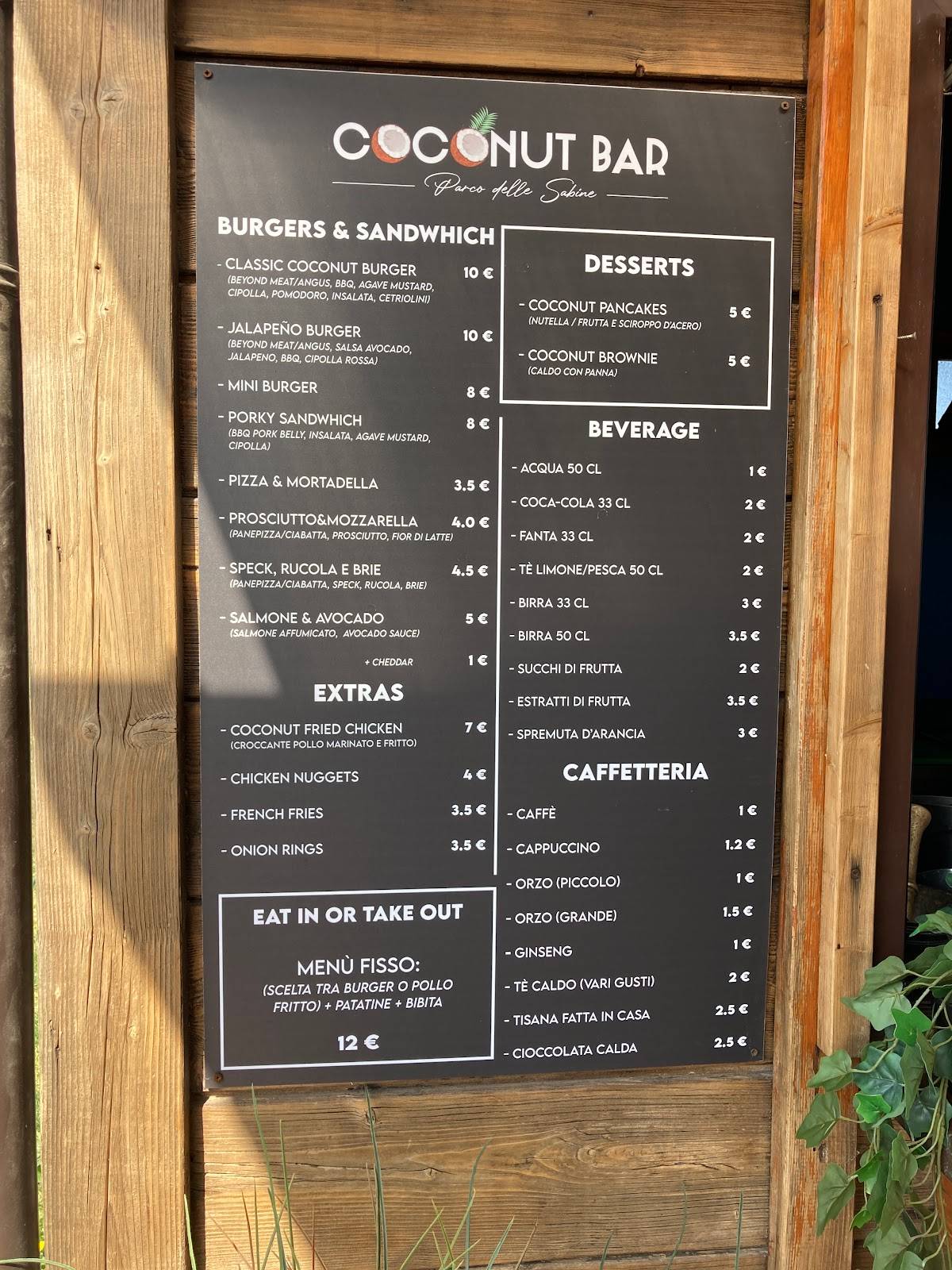 Menu di CoconutBar Roma 