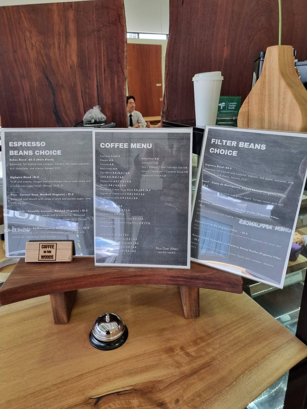 Menu at Coffee in the Woods cafe, Underwood