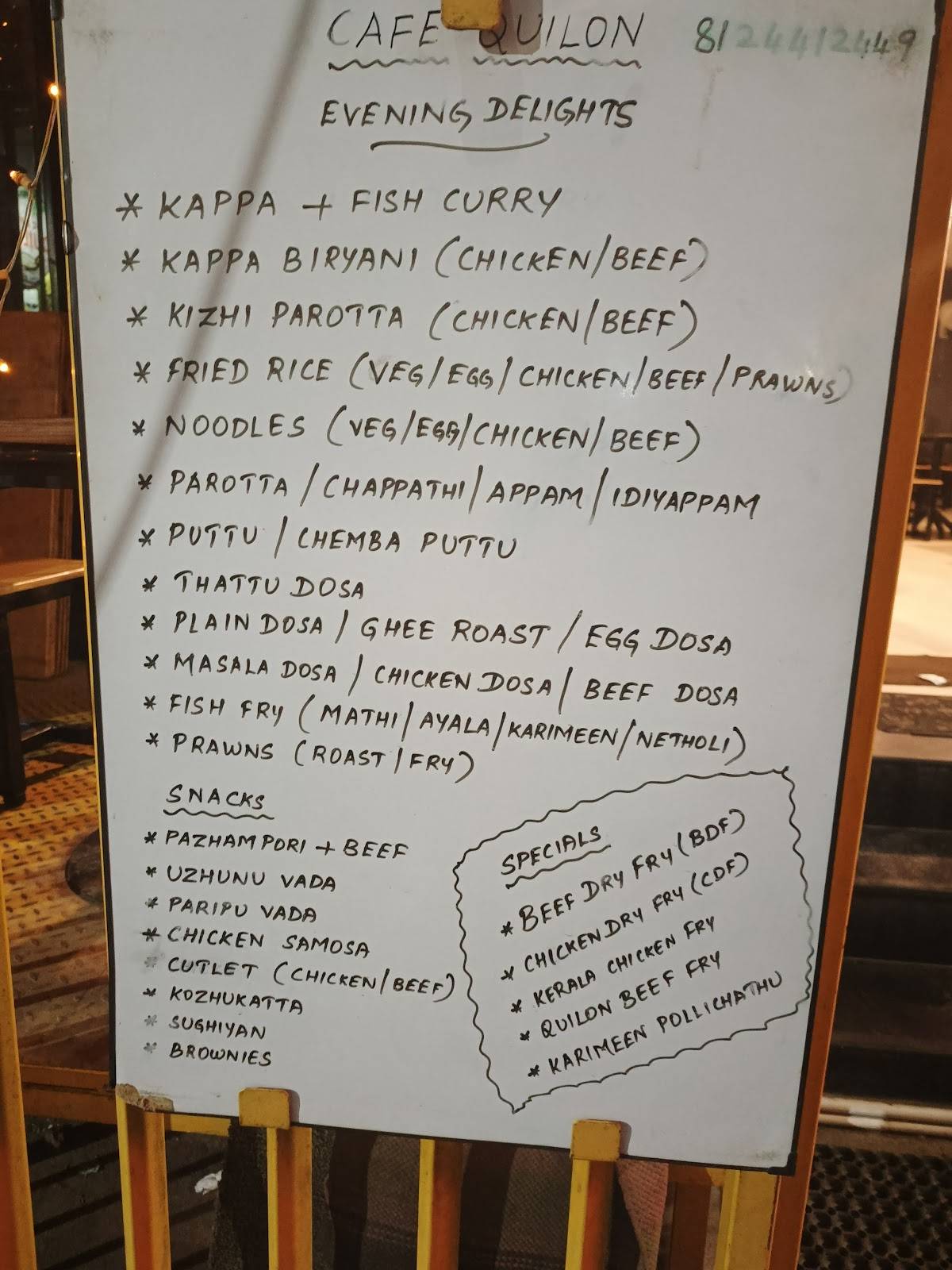 Cafe Quilon - Kerala Restaurant menu