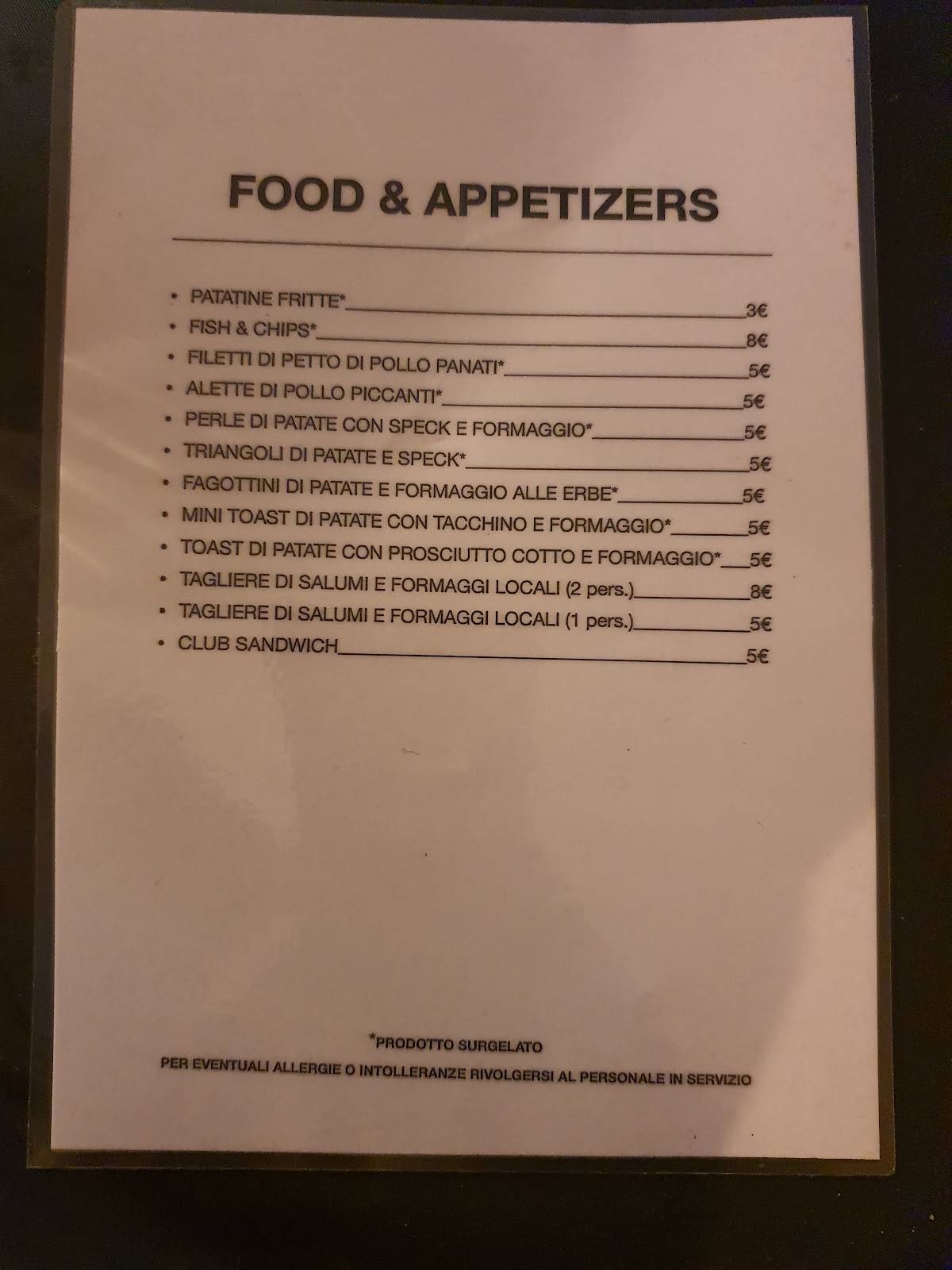 Menu di Colpa d' Alfredo 