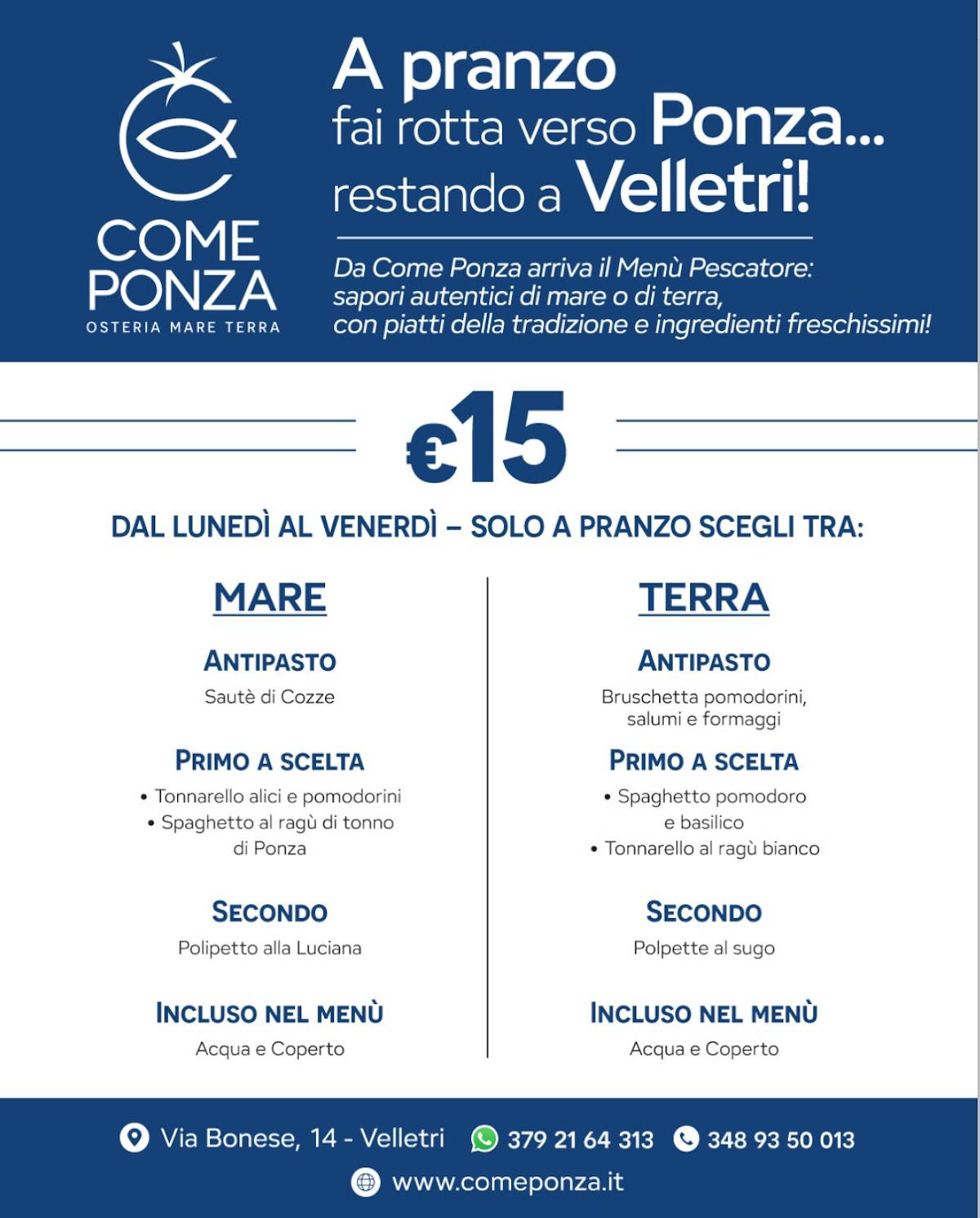 Menu di Come Ponza 