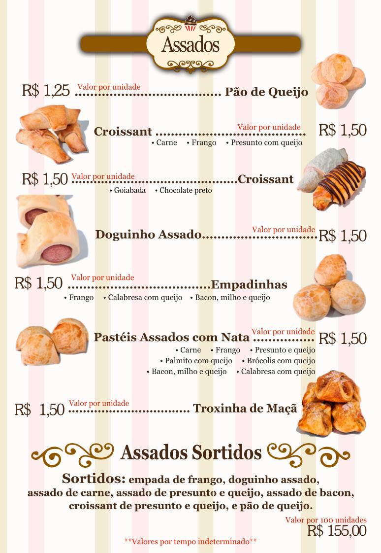 Confeitaria Colonial cardápio