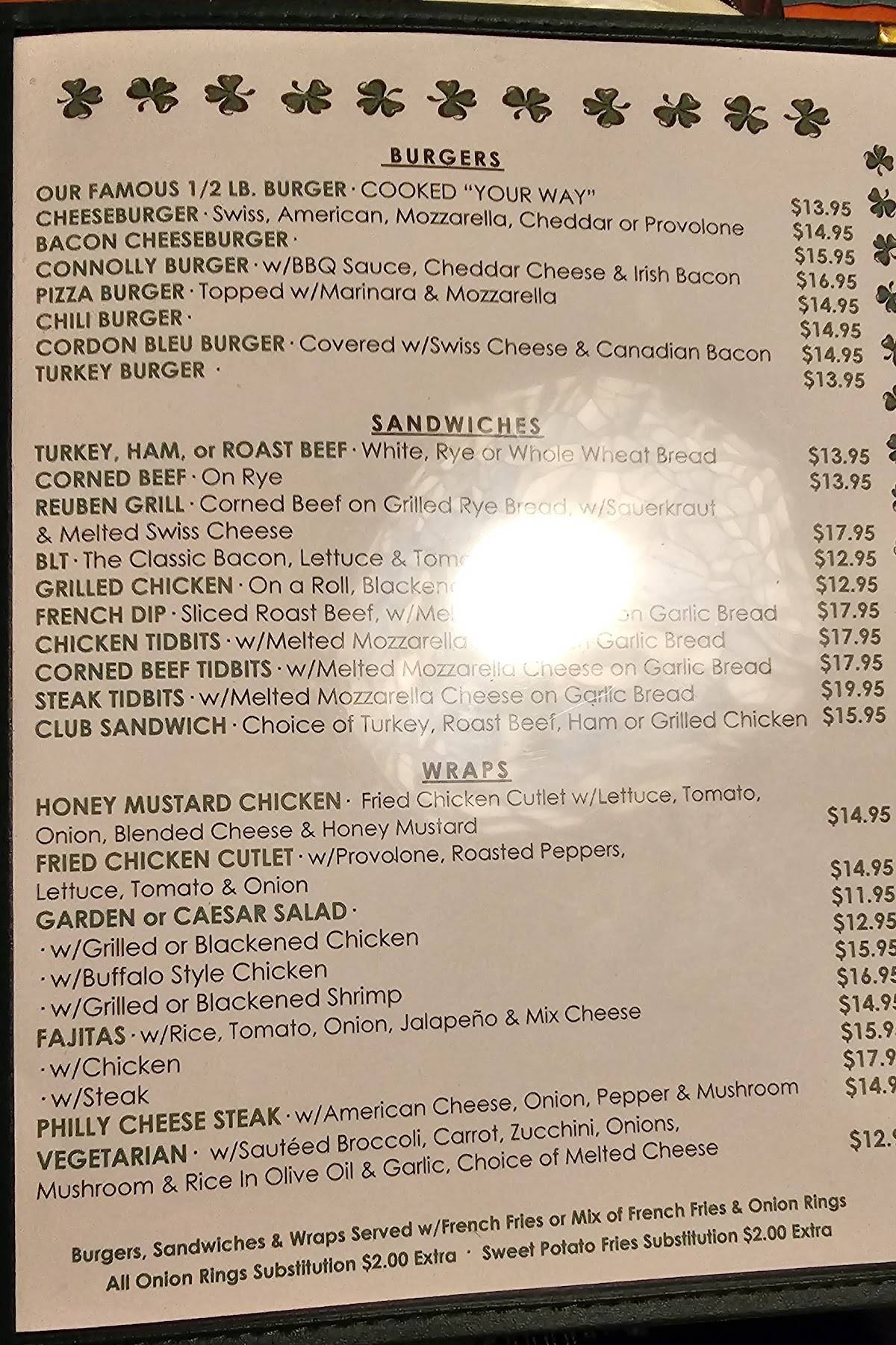 Menu at Connolly Station pub & bar, Malverne