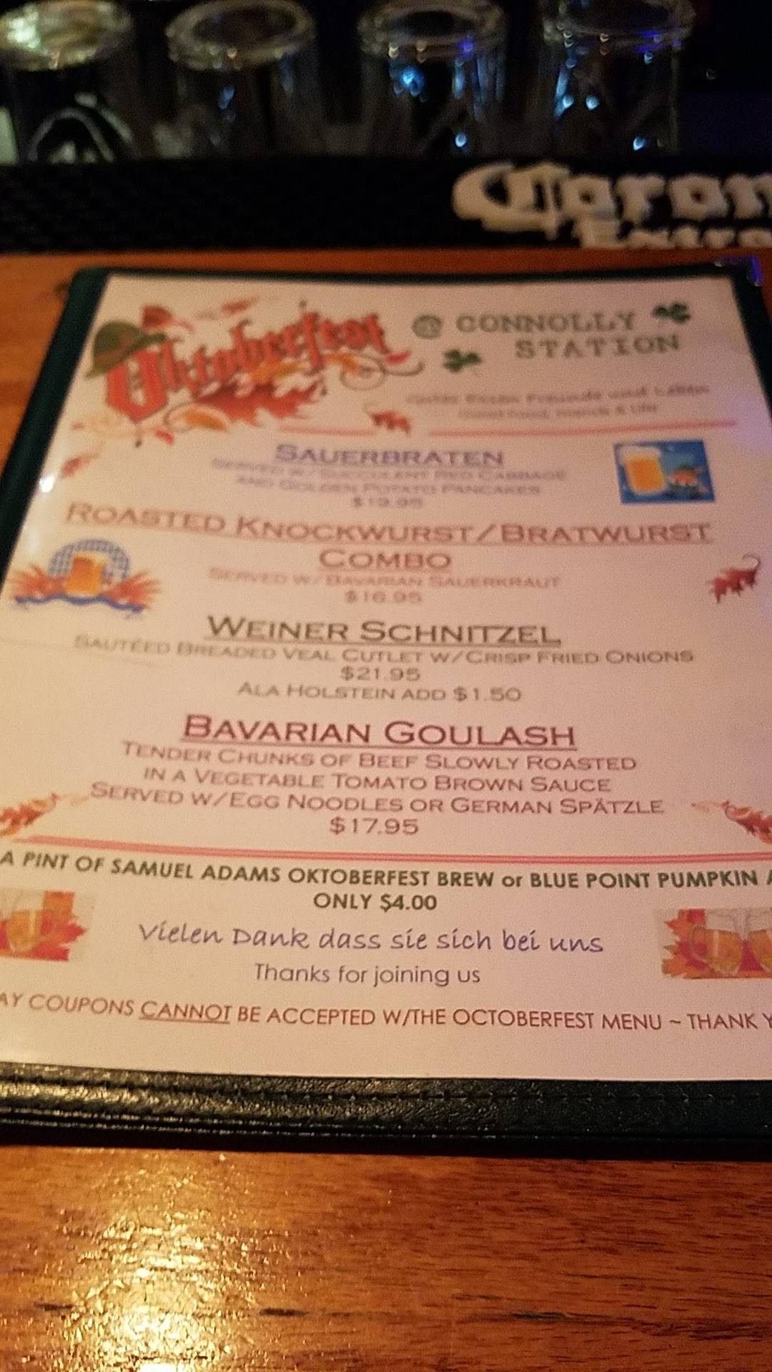 Menu at Connolly Station pub & bar, Malverne