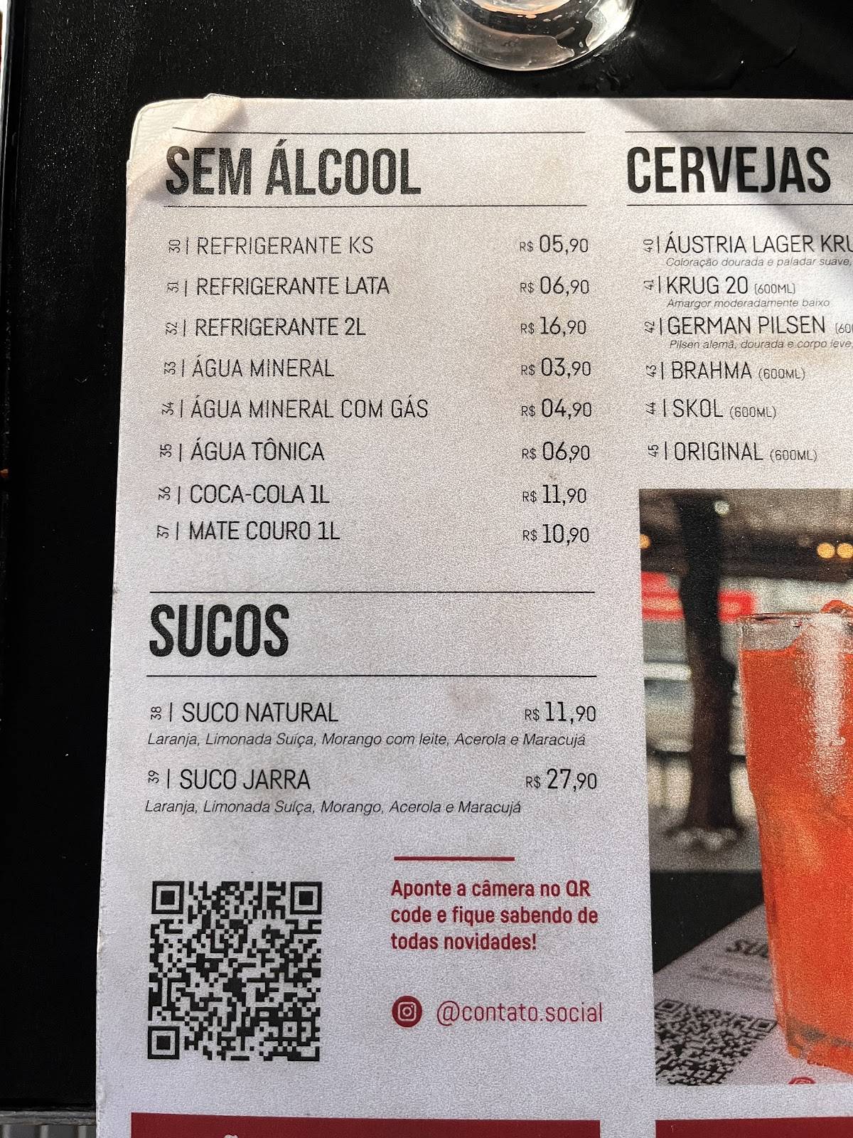Contato Social Restaurante & Bar - Comida Mineira, Caldos, Drinks e Petiscos cardápio