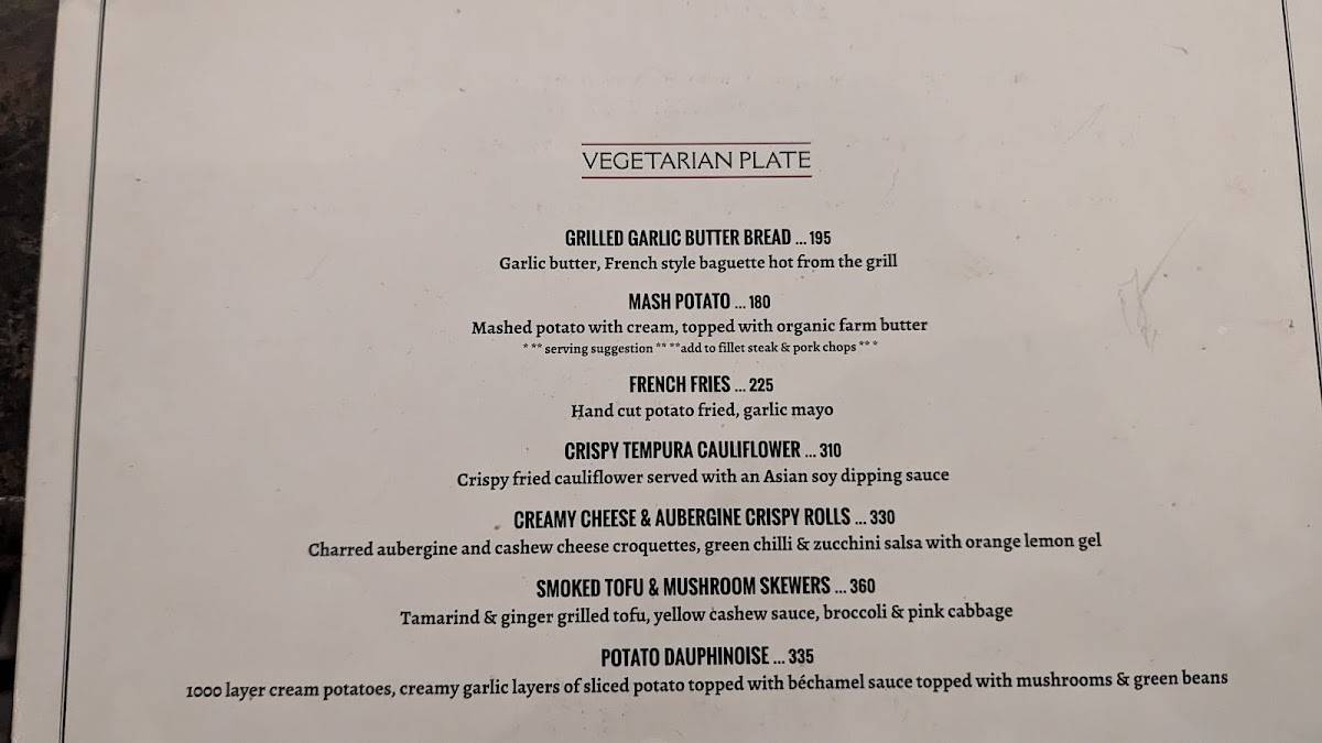 Coromandel Cafe menu