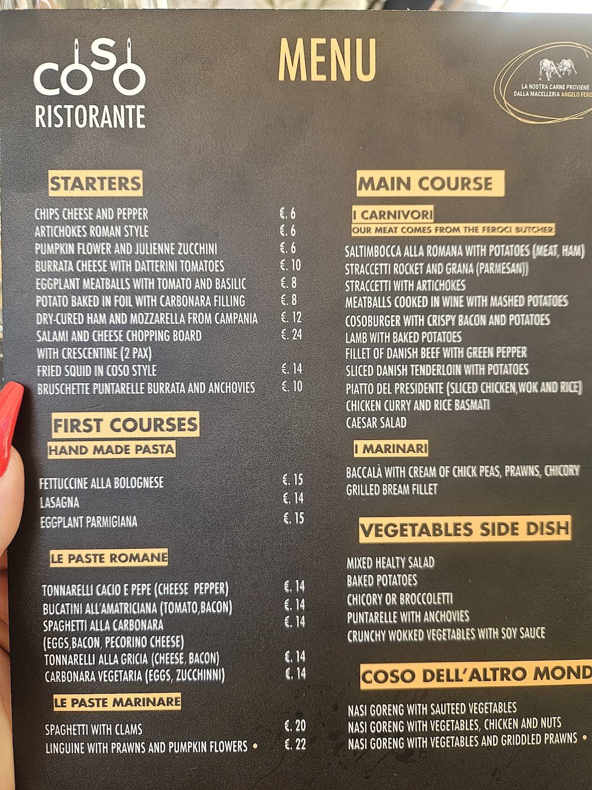 Menu di Coso Ristorante 
