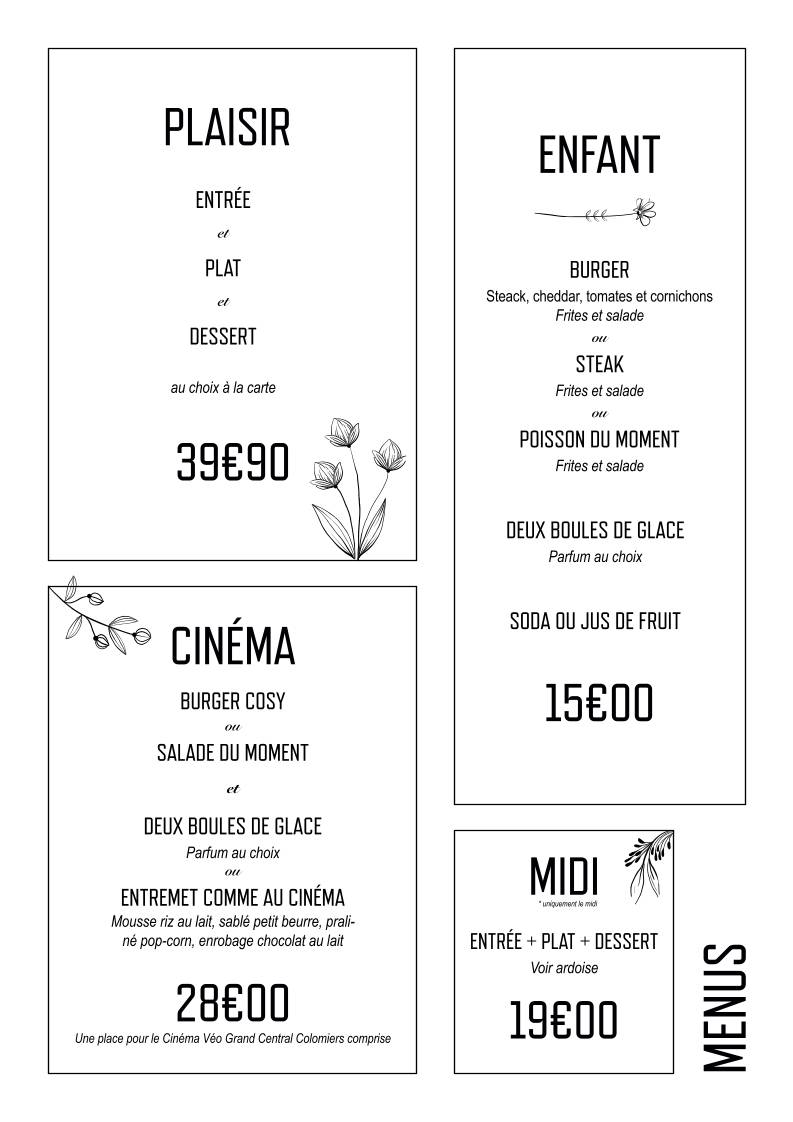 Menu de Cosy Restaurant