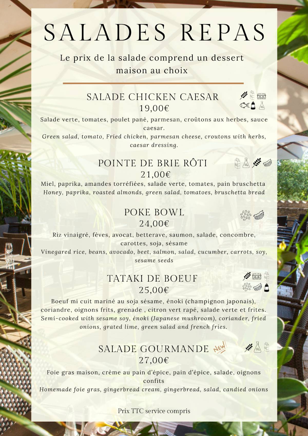 Menu de Côté Terrasse