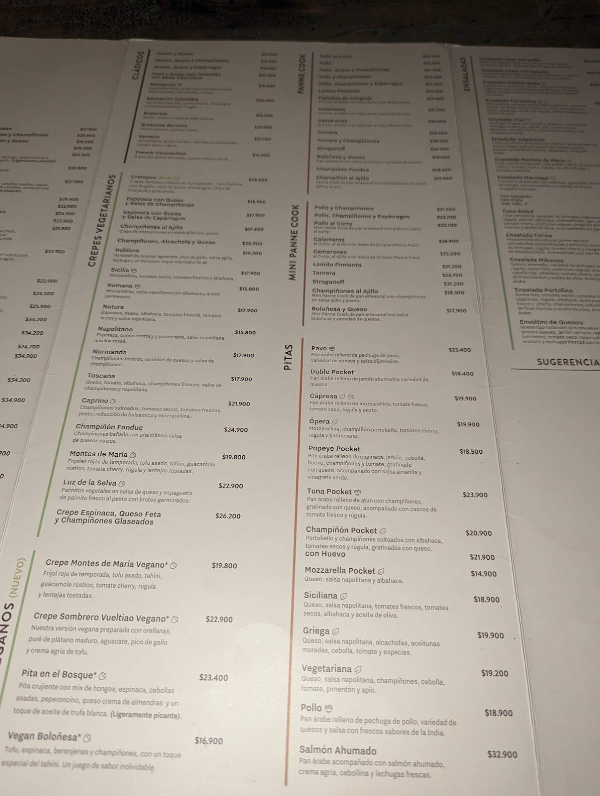 Carta del restaurante Crepes & Waffles Avenida Colombia, Cali, Av. 1 1a22