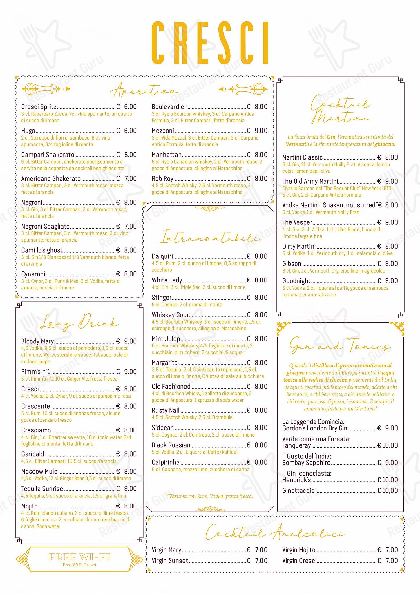 Menu di Cresci - Основное меню