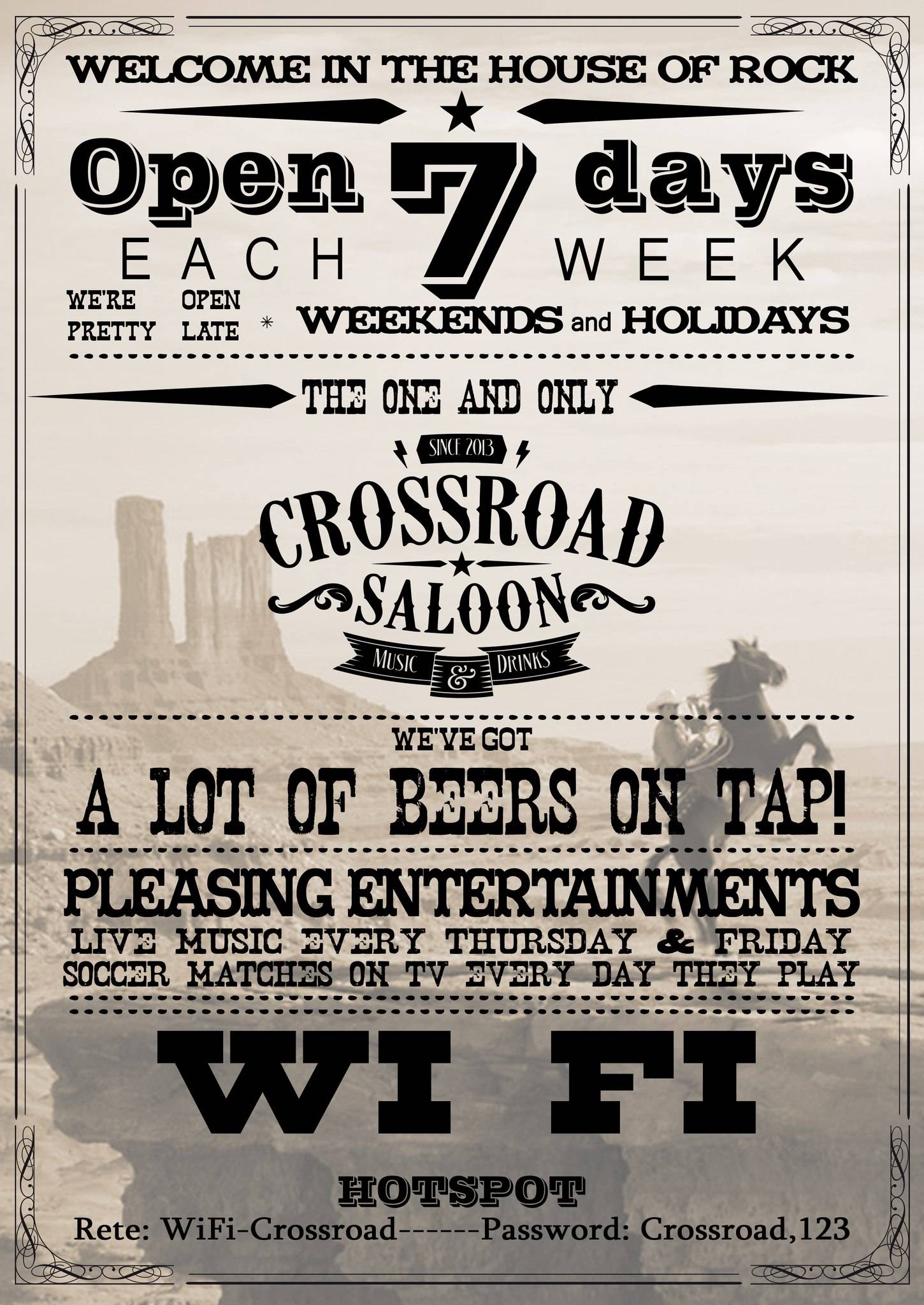 Menu di Crossroad Saloon 