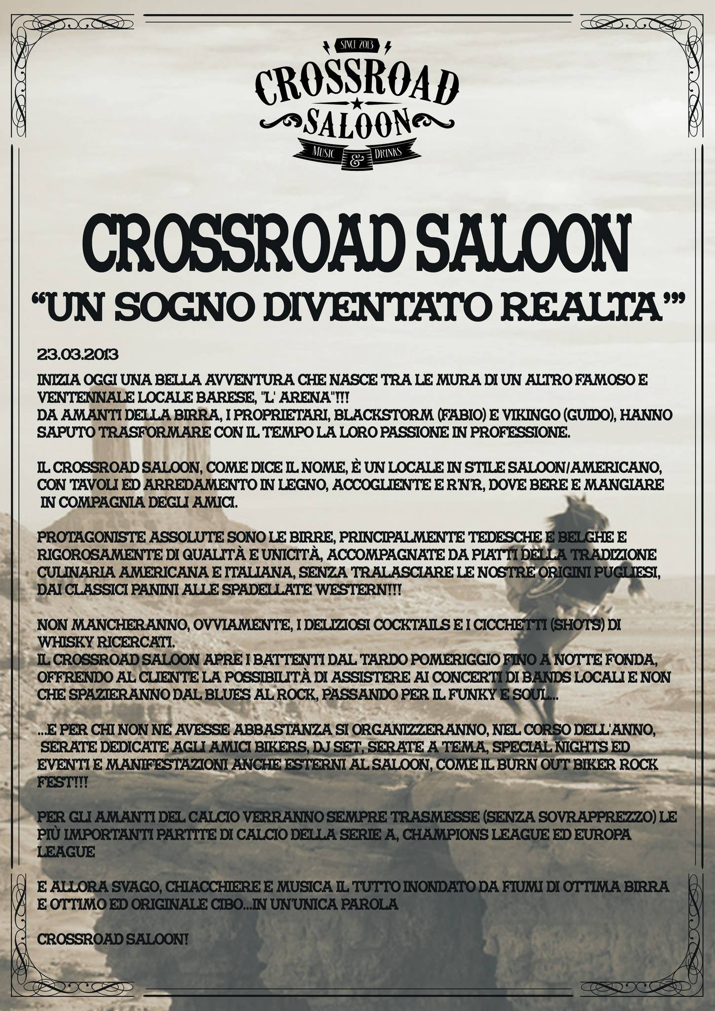 Menu di Crossroad Saloon 