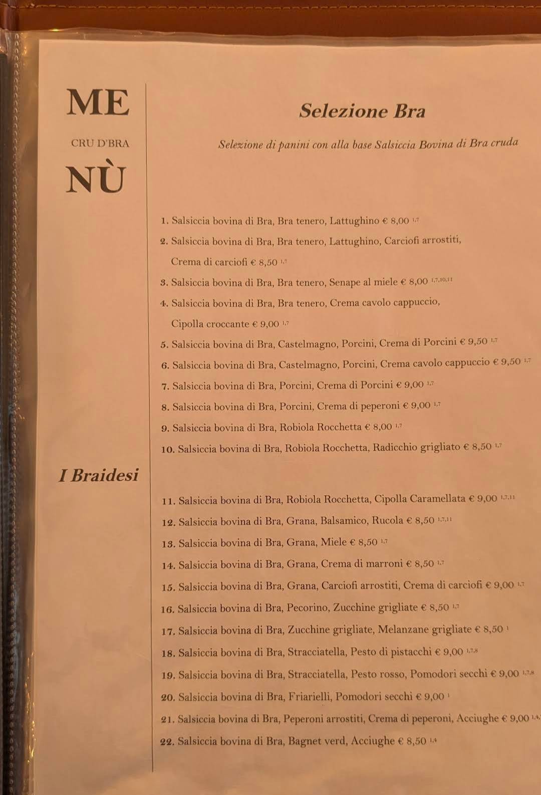 Menu di Cru d'Bra 