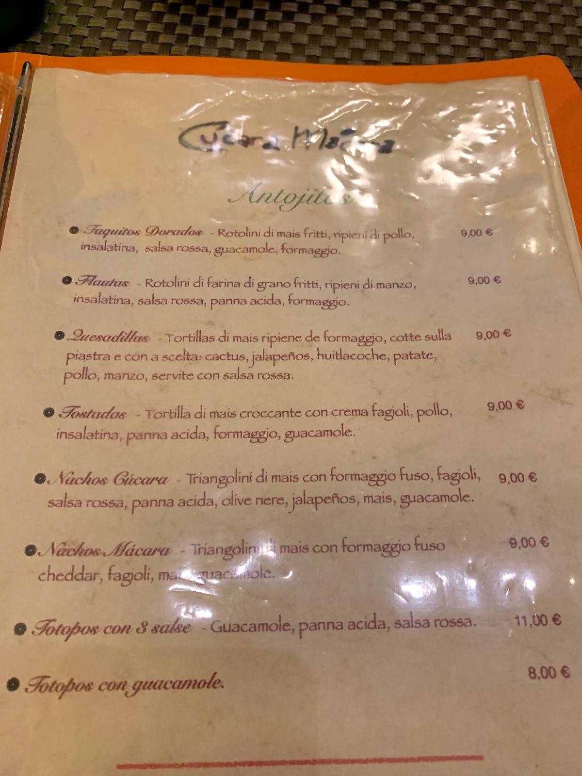 Menu di Cucara Macara 