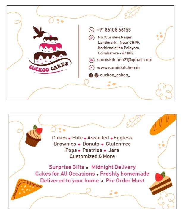 Cuckoo Cakes (Sumi's Kitchen) menu