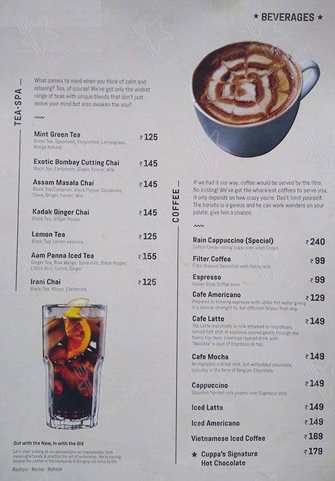 Cuppa Redefined - HSR Layout's Neighbourhood Cafe & Restaurant menu