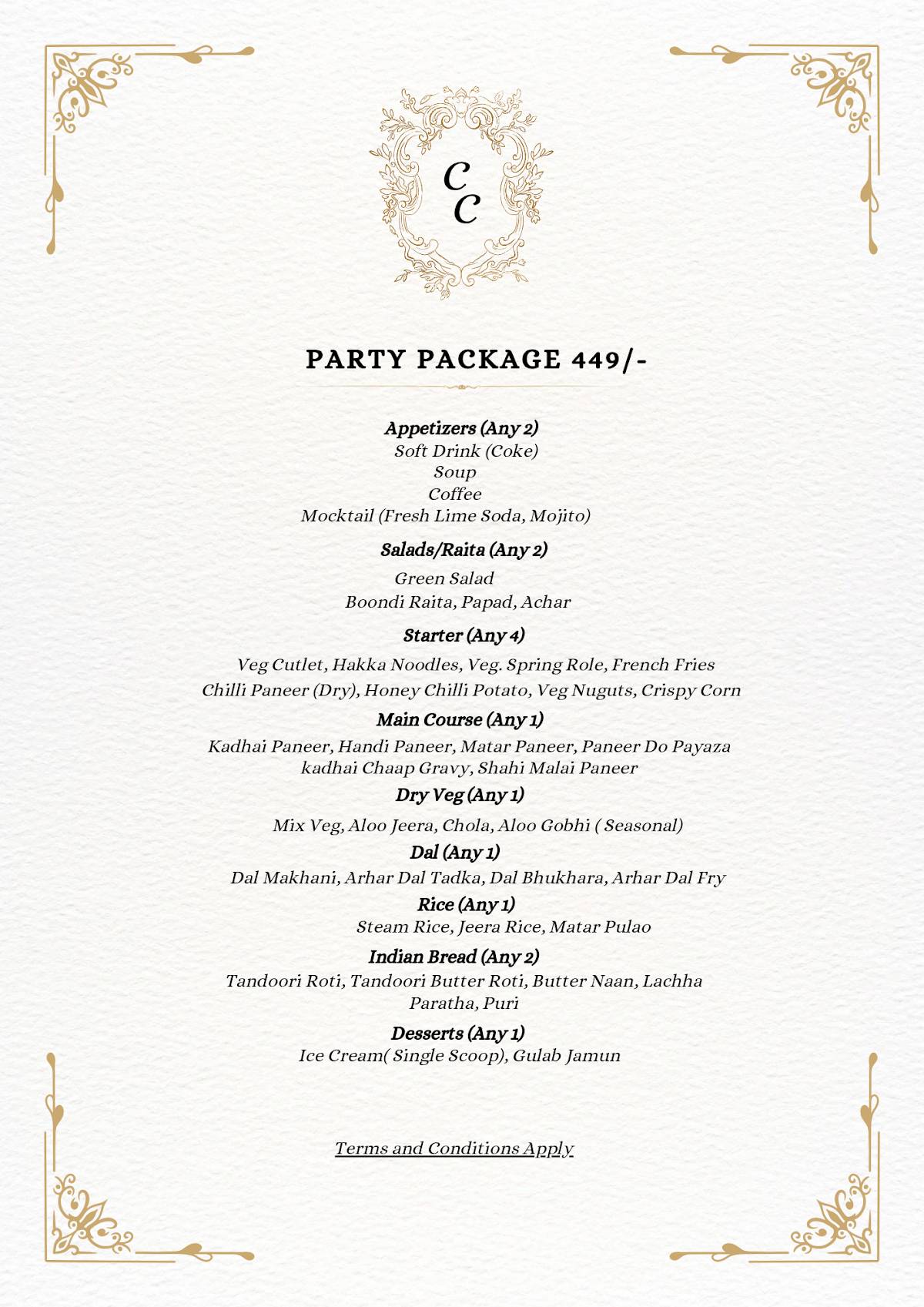 Curry Corner menu