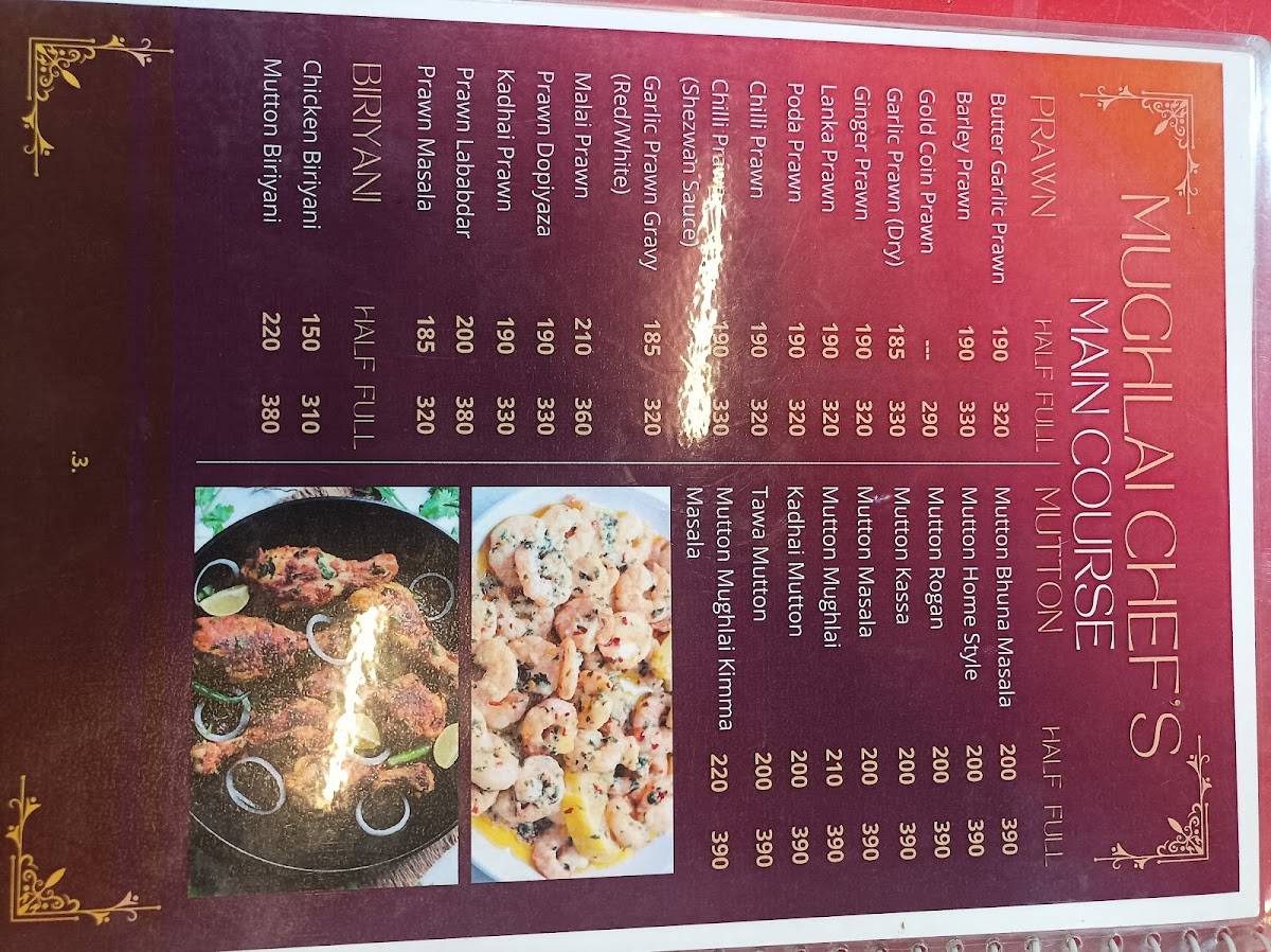 Mughlai chef's menu