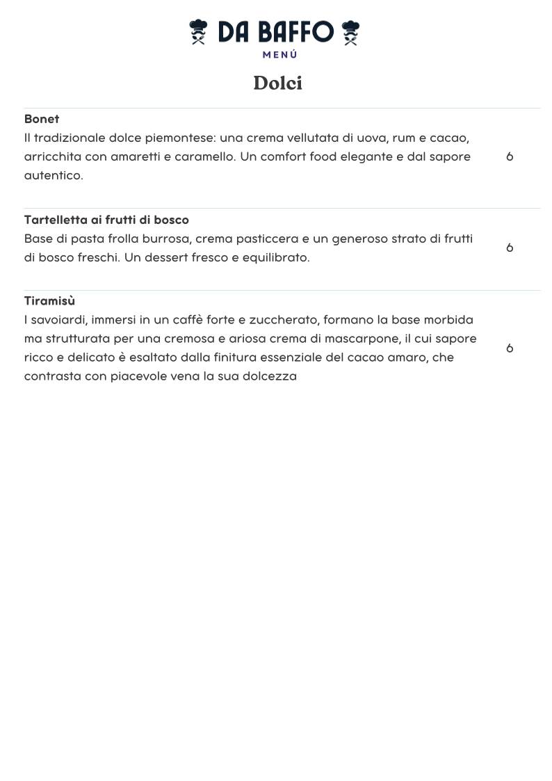 Menu di Da Baffo 