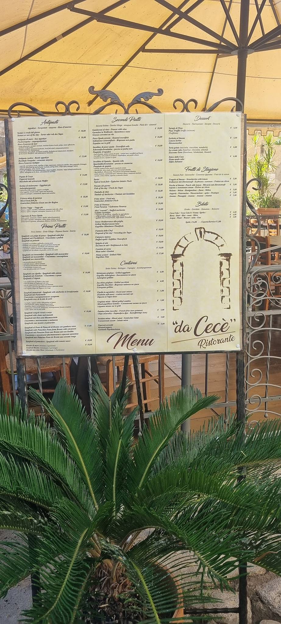 Menu di Ristorante Da Cecè 