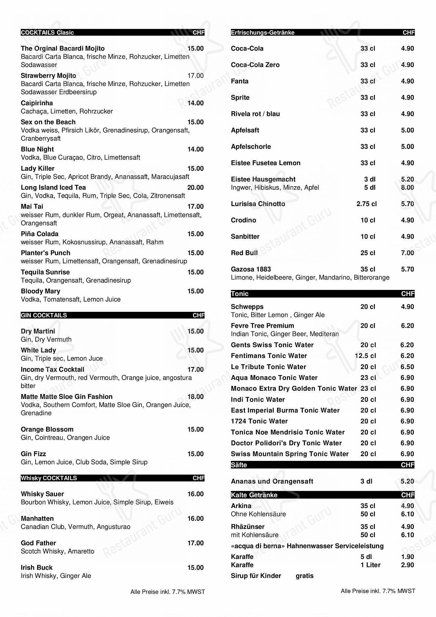 Menu di Restaurant Pizzeria da Keli - Takeaway Menu