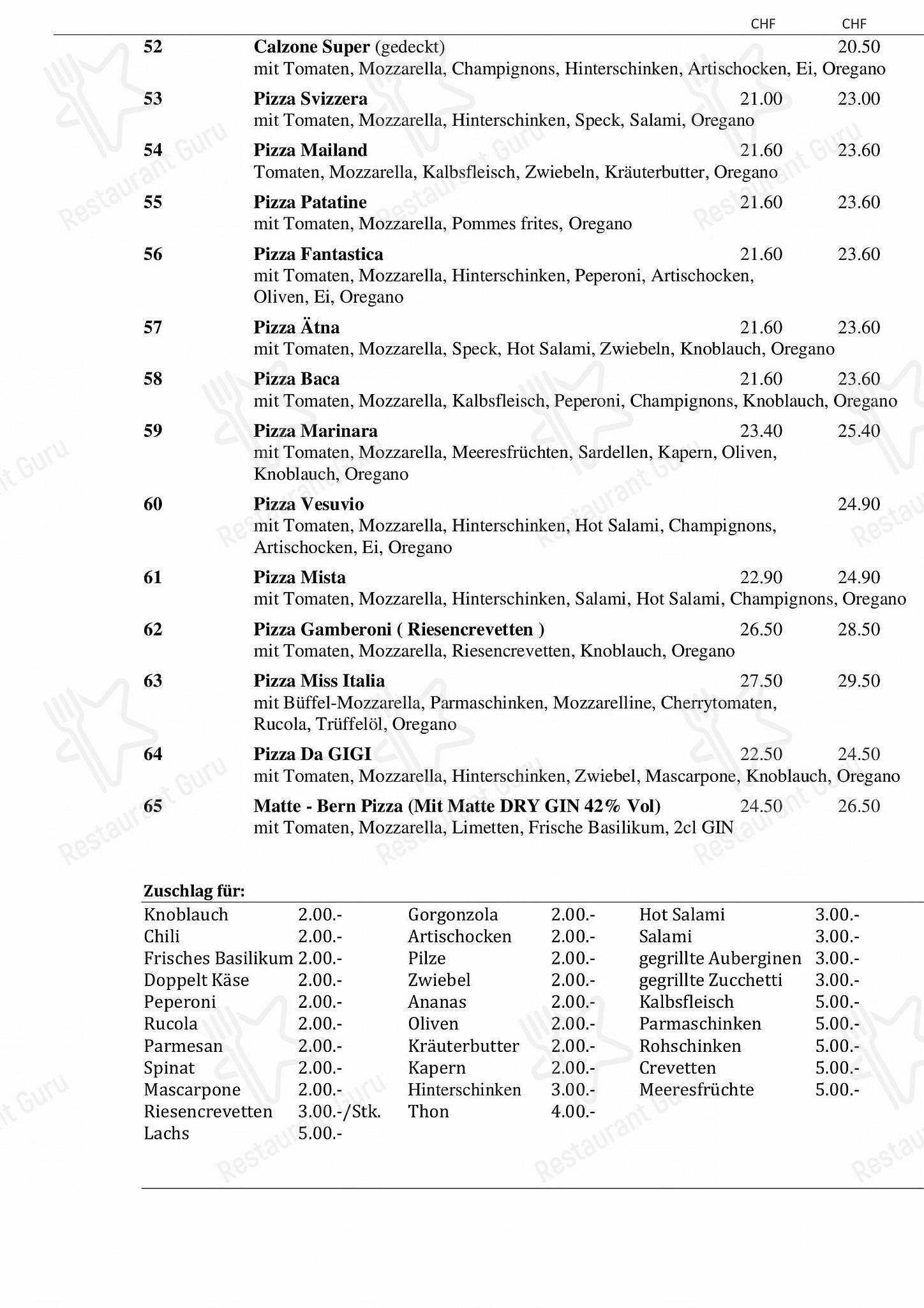 Restaurant Pizzeria da Keli in Berna - Takeaway Menu