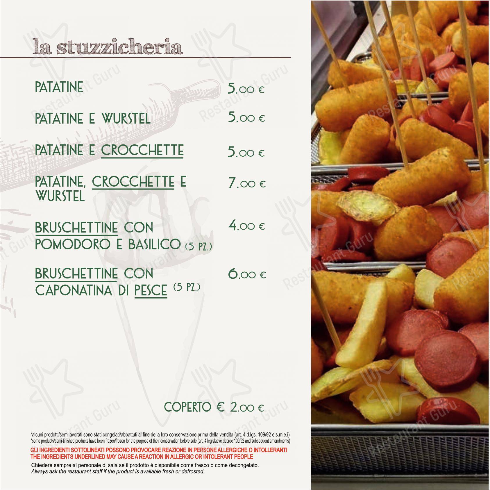 Menu di Da Onofrio Ristorante Pizzeria - Menu