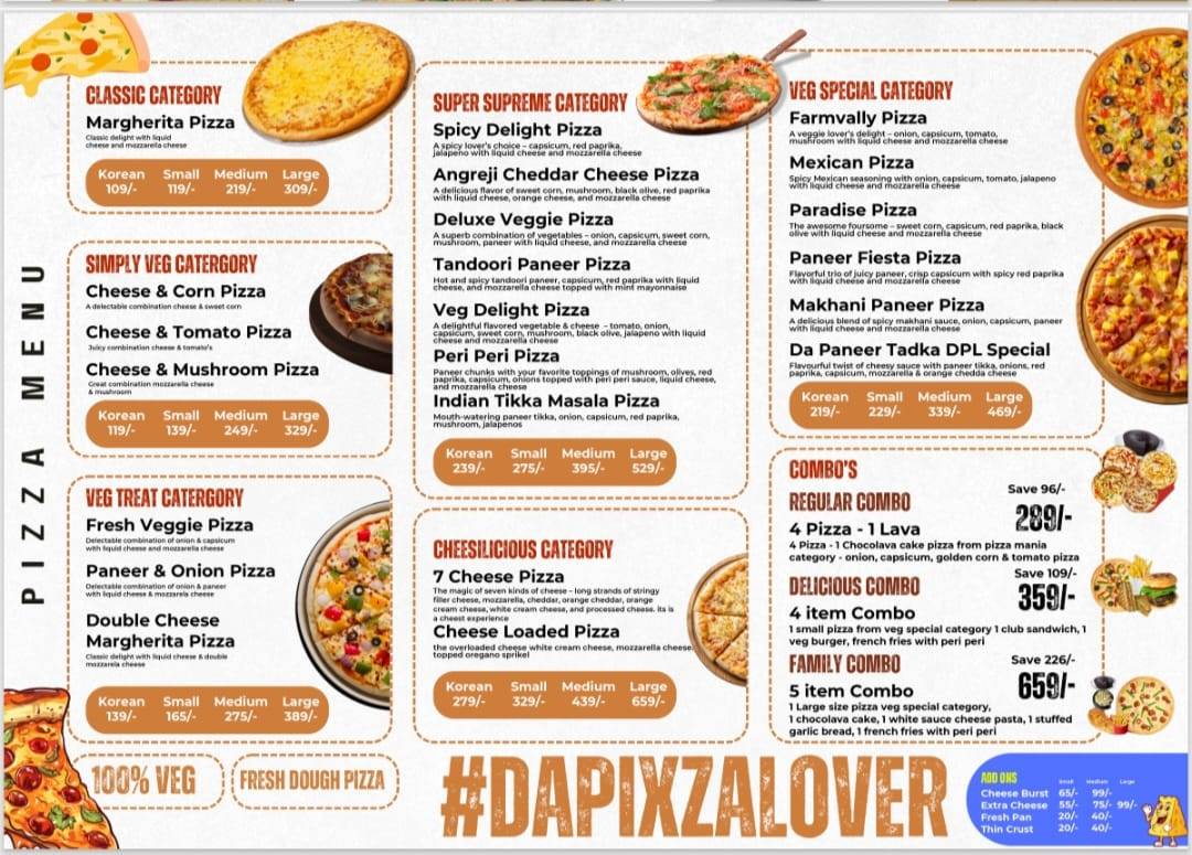 Da Pixza Lover menu