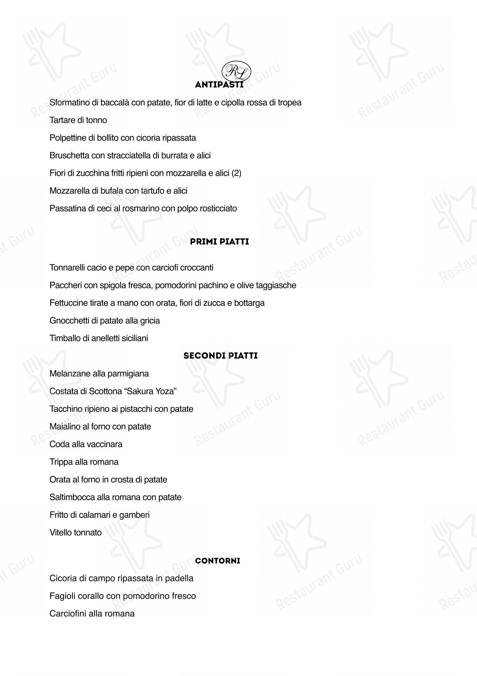 Menu bar per Da Roberto e Loretta in Roma