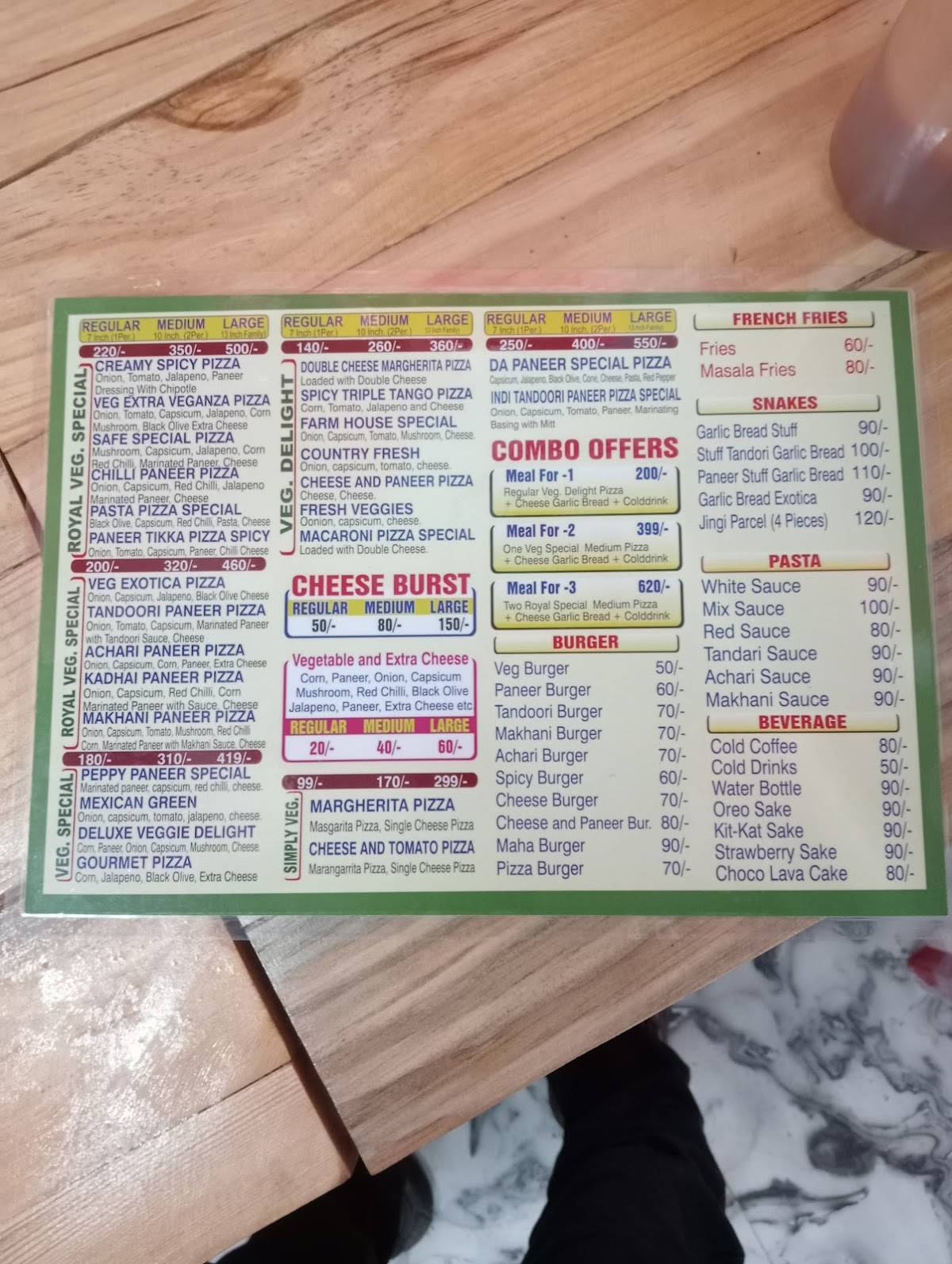 Da pizza hub kaimganj menu