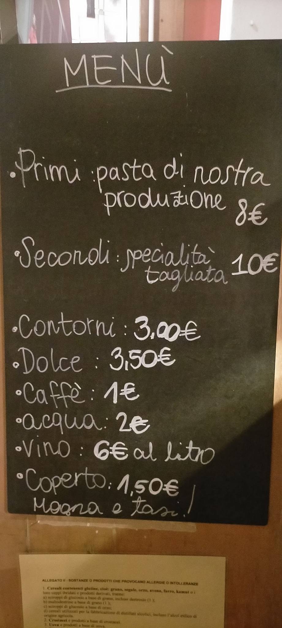Menu di Dai Tosi Magna e Tasi 
