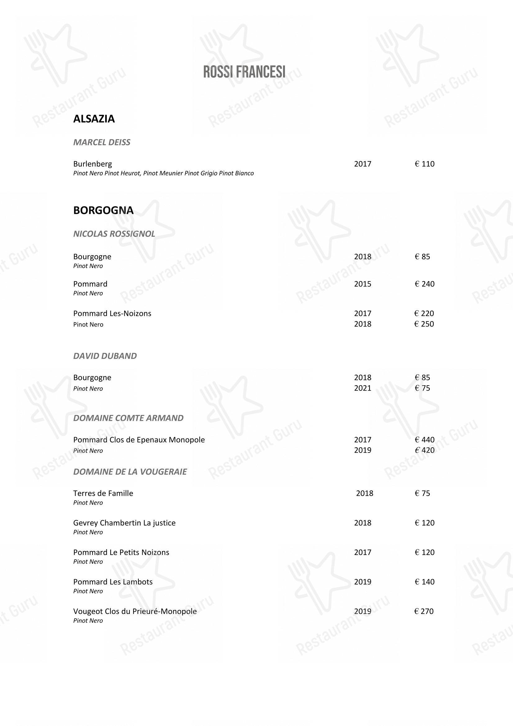 Menu di DanielCanzian Ristorante Milano - Wine Menu