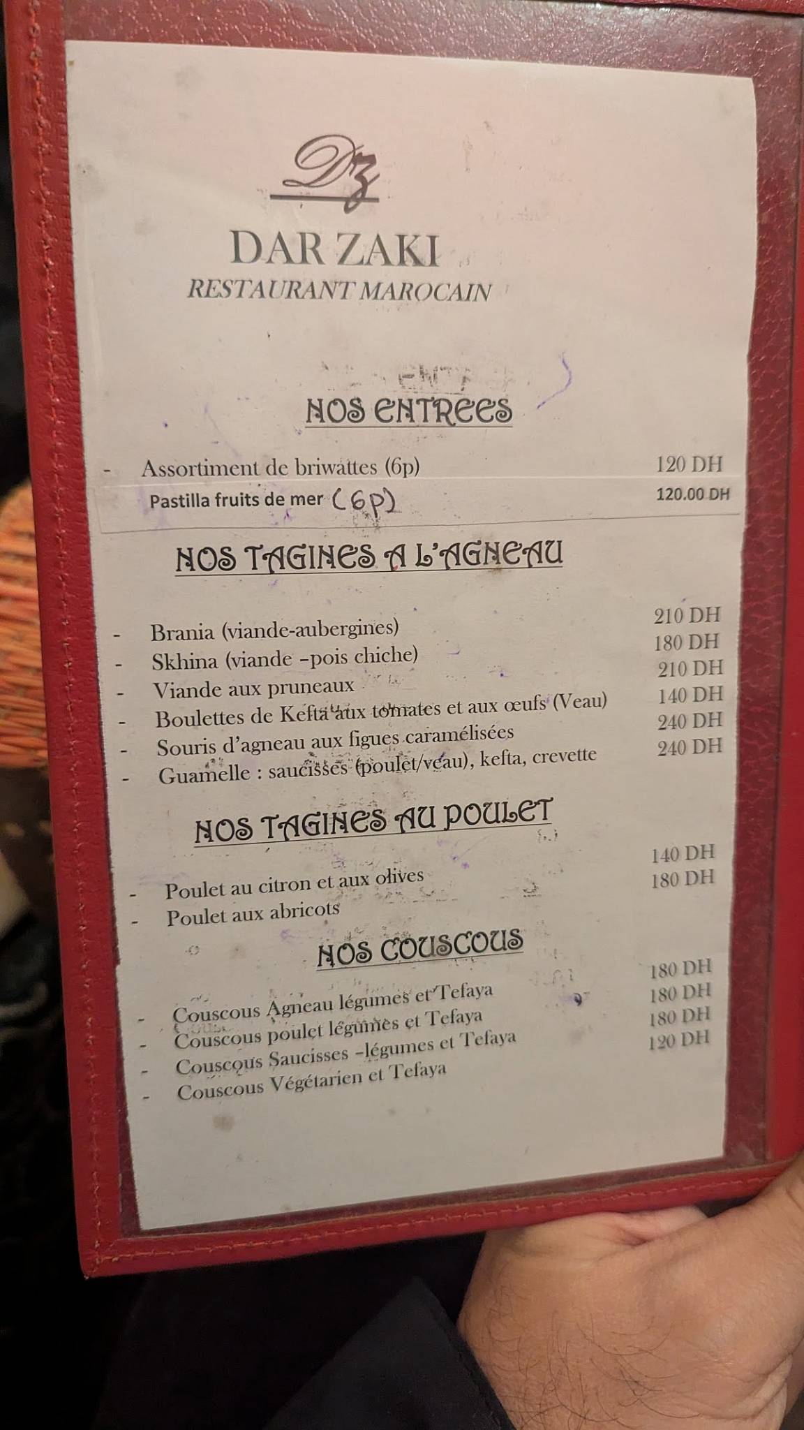 Menu de Dar Zaki (Restaurant)