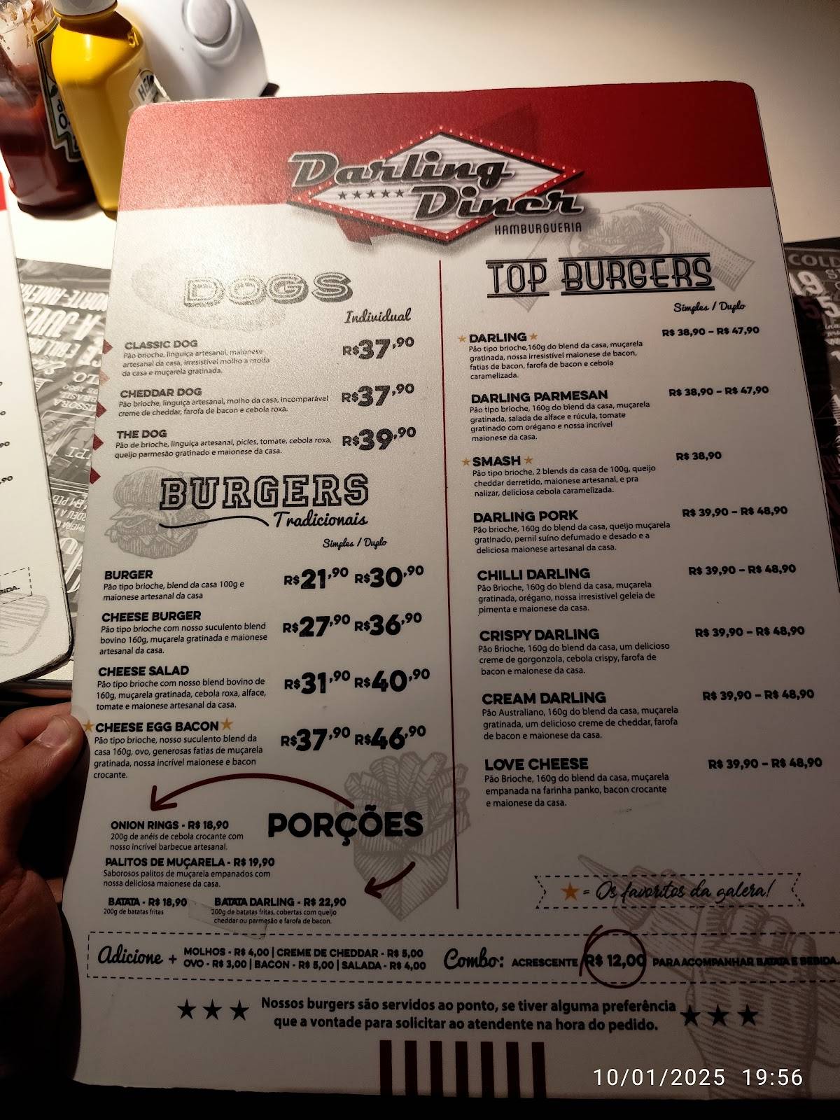 Darling Diner Hamburgueria cardápio