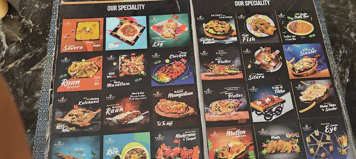 Dawat Restaurant menu