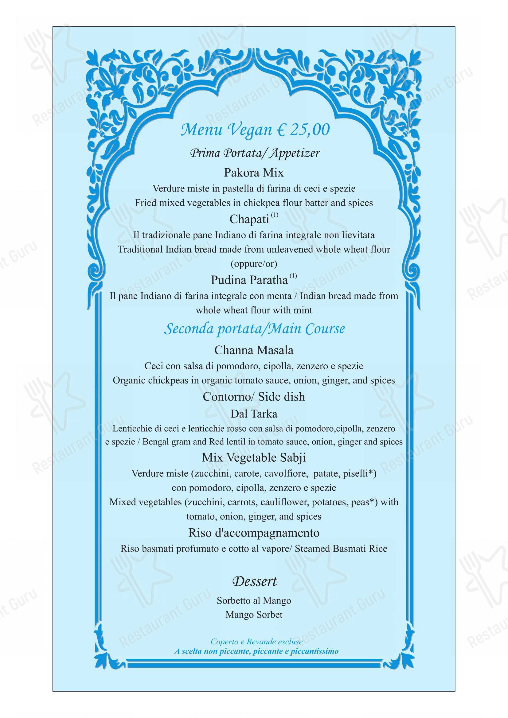 Menu per Ristorante indiano Dawat Torino ristorante